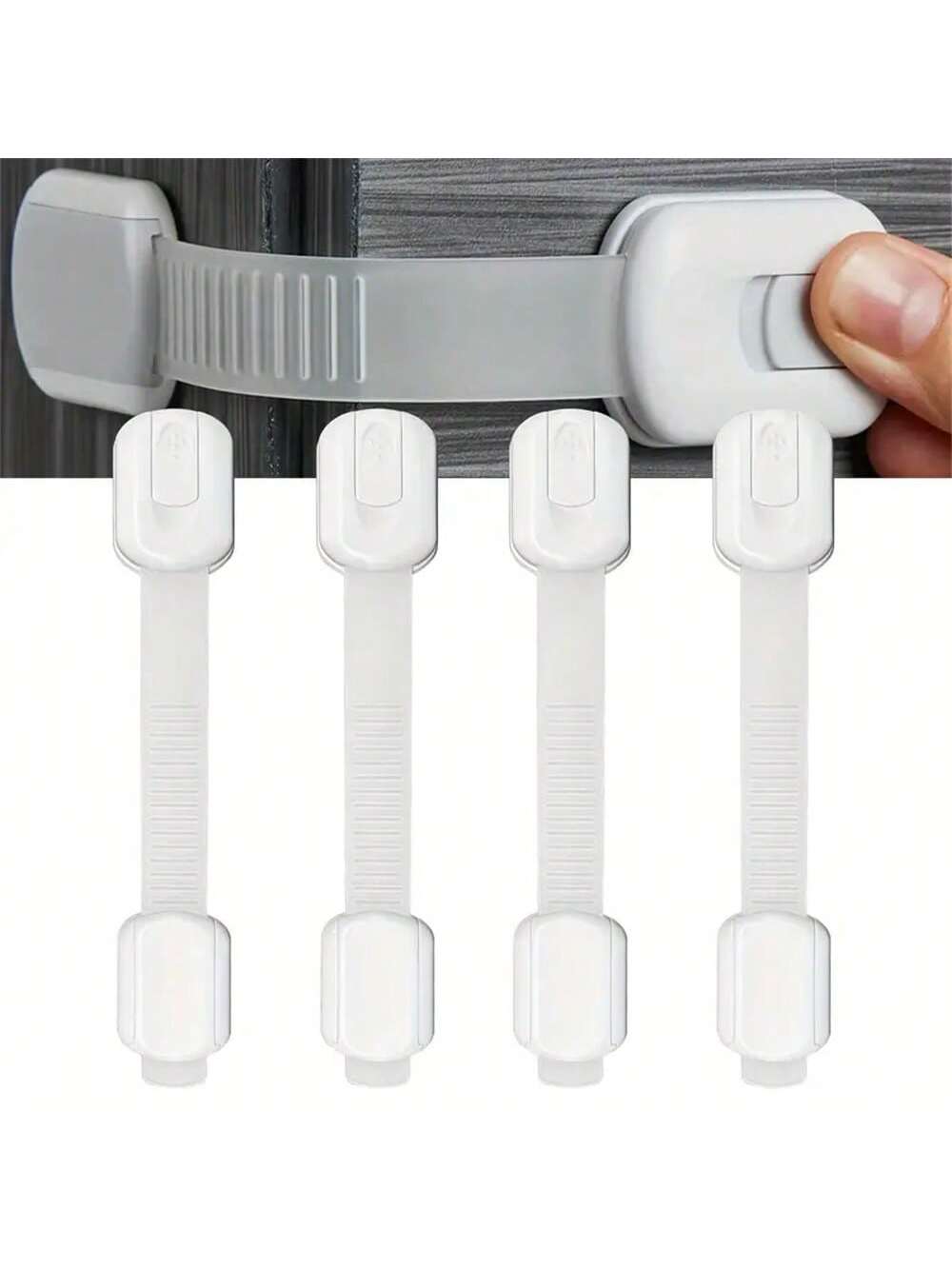 1/2/3/4/5/6/10pcs Child Belt Lock Baby Lock Multi-Purpose Child With Lock Baby Drawer Lock Adjustable Length Anti Pinch ABS Child With Lock For Cabinet Drawer Toilet Fridge