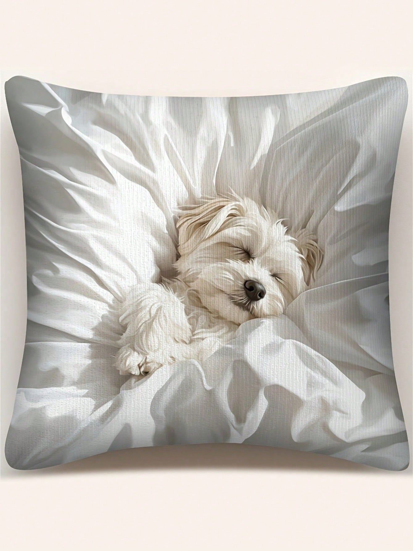 1/2/4pcs Vintage Style Maltese Dog Pillow Cover, Single-Sided Print, Machine Washable, Zipper Closure, Woven Polyester, Decorative Cushion Case For Various Room Types- Ideal For Christmas, New Year