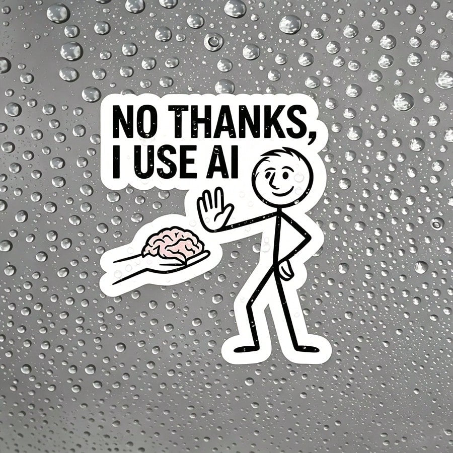 1/2/5 Pcs No Thanks I Use AI Meme Sticker.--Waterproof Vinyl Creative Stickers, Multi-Purpose With Scratch-Resistant Function, Suitable For Laptops, Water Cups, Phones, Bags, Cars, Guitars, Etc. Highl