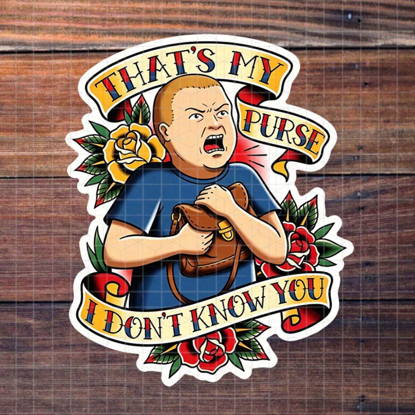 1/2/5pcs "This Is My Bag! I Don't Know You" Vinyl Stickers, Classic Old School Tattoo Style Rose Design,Suitable For Laptops, Water Bottles, And Notebooks,Vintage Art Decor Stickers For Teen Adult Gif