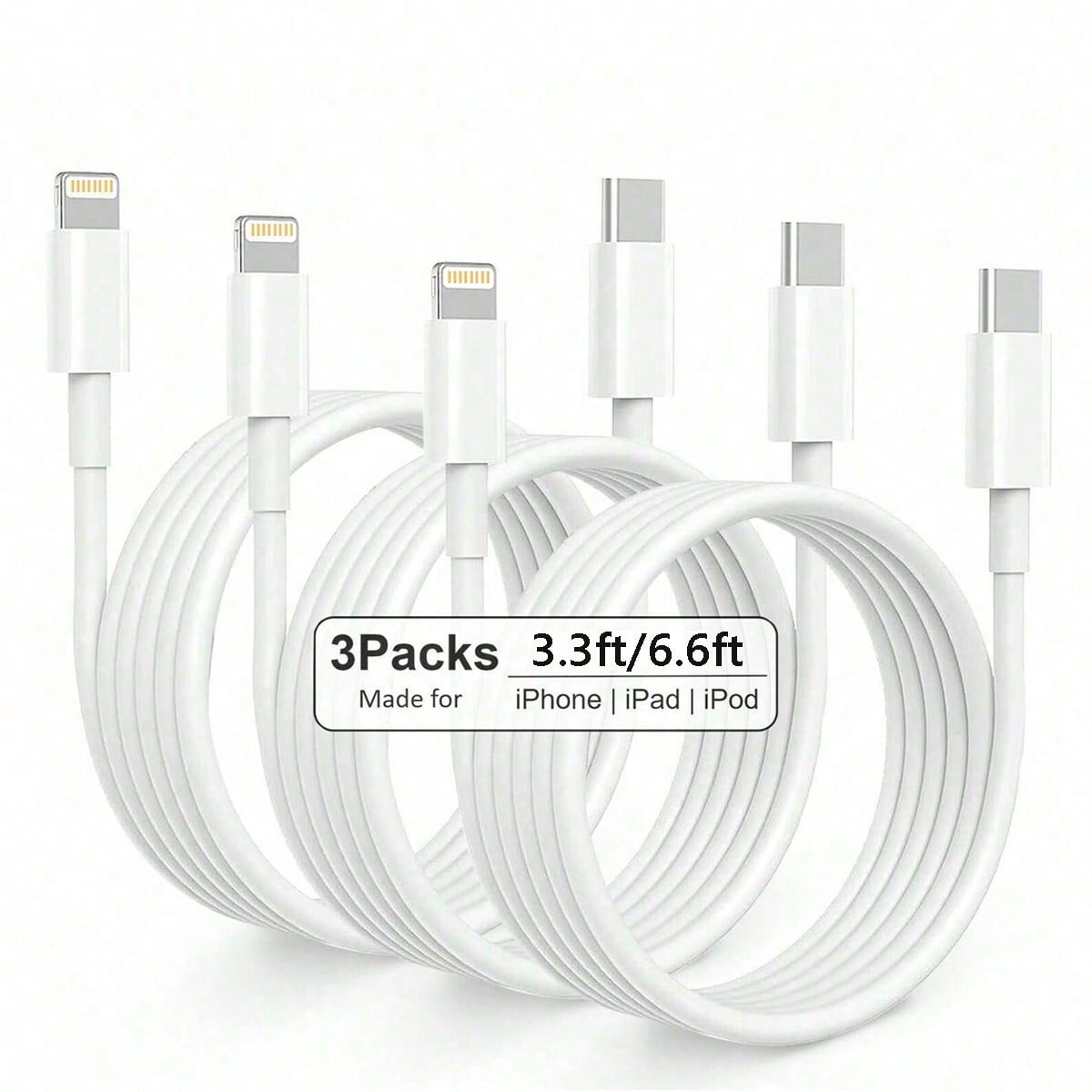 1/3pcs 3.3ft/6.6ft Type-C To Lightning Fast Charging Cable, Compatible With Apple 14/13/12/11 Pro Max/XR/XS/X/8/7/6 Plus/SE/ Mini, MFi Certified
