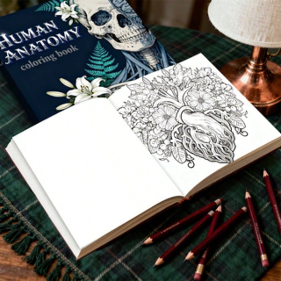 1 Pc 7.87 X 7.87 Inch Adult Coloring Book- Human Anatomy Theme, Help You Relax, Great Gift For Adult Holidays And Birthdays