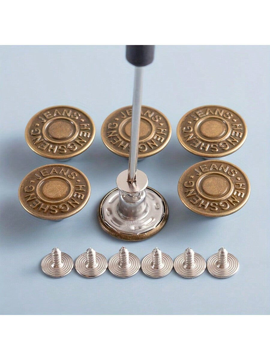 10pcs Adjustable Detachable Metal Jeans Buttons, No Sewing Required For Jeans, Pants, Clothing Accessories