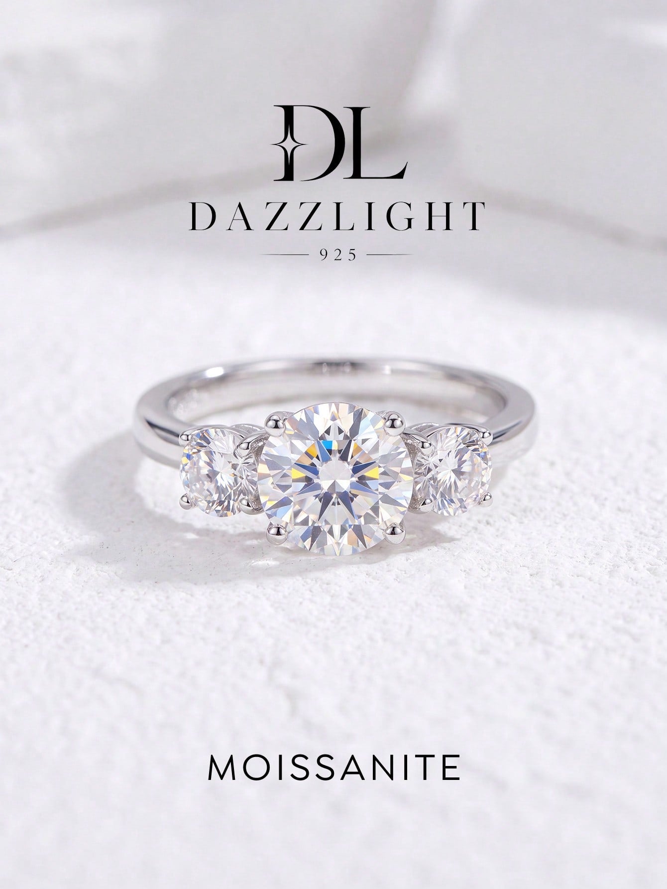 1pc 3-Diamond 4-Prong Moissanite Engagement Ring, D Color, 1 Carat, 925 Sterling Silver, Suitable For Proposal, Gift For Wife/Girlfriend, Birthday, Anniversary, Bridal Jewelry