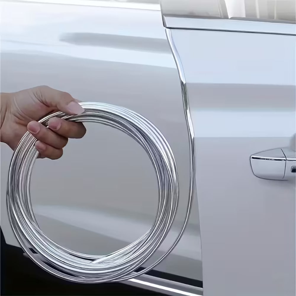 1pc 5m Car Door Edge Guard Trim, Bright Finish Scratch Protection Bumper Strip For Car Hood, Trunk, Door