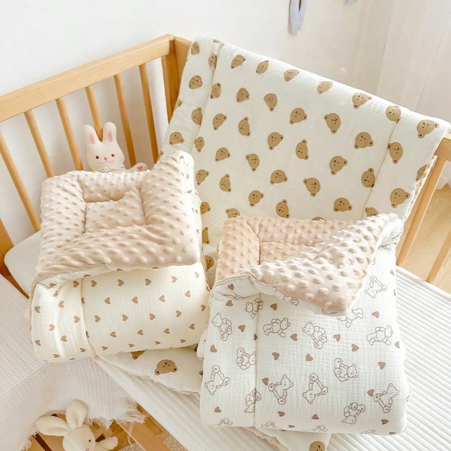 1pc All-Season Baby Blanket, Spring/Summer Air-Conditioned Room Baby Cover Blanket, Soft Dotted Fleece Material Mattress Pad, Kindergarten Bed Soft Pad, Reversible And Washable