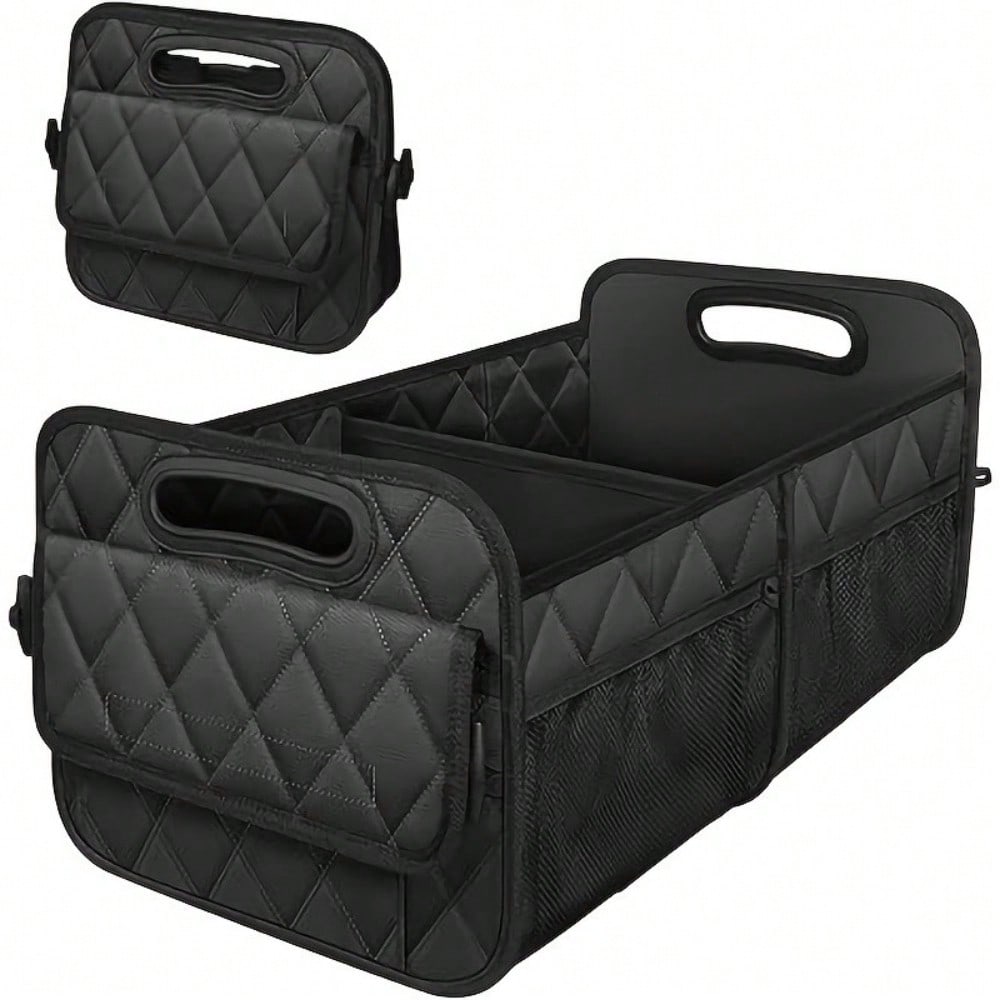 1PC Car Trunk Organizer Bag, 6-Pocket Design, 50L Waterproof Polyester Material, Black, Unisex. 1 Car Trunk Organizer Bag- Car Storage Box With 6 Pockets- Car Accessories- Luggage- Trunk