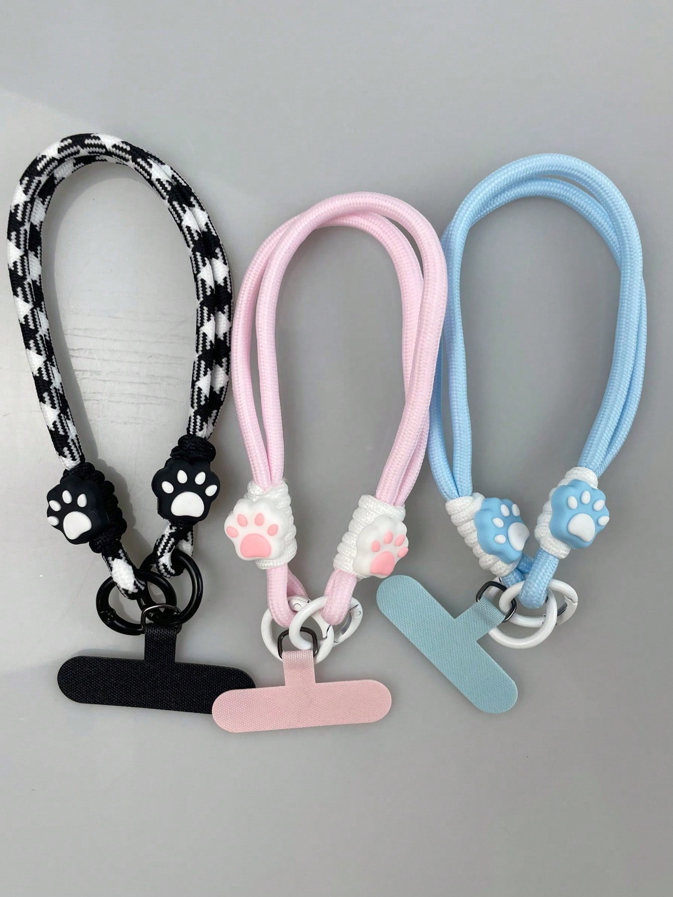 1pc Cute Cat Paw Contrast Color Braided Lanyard, Short Style Phone Strap Wrist Cord, Compatible With IPhone, Android, Camera, Unisex Design