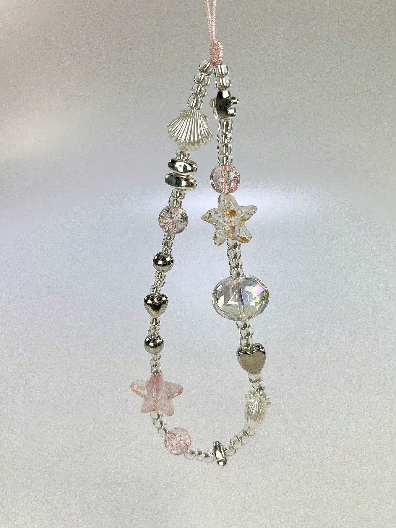 1pc Handmade Pink Sea Legend Beaded Phone Chain, Girl Phone Lanyard Gifts For Mother, Family, Friends, Birthday, Holiday Phone Charm