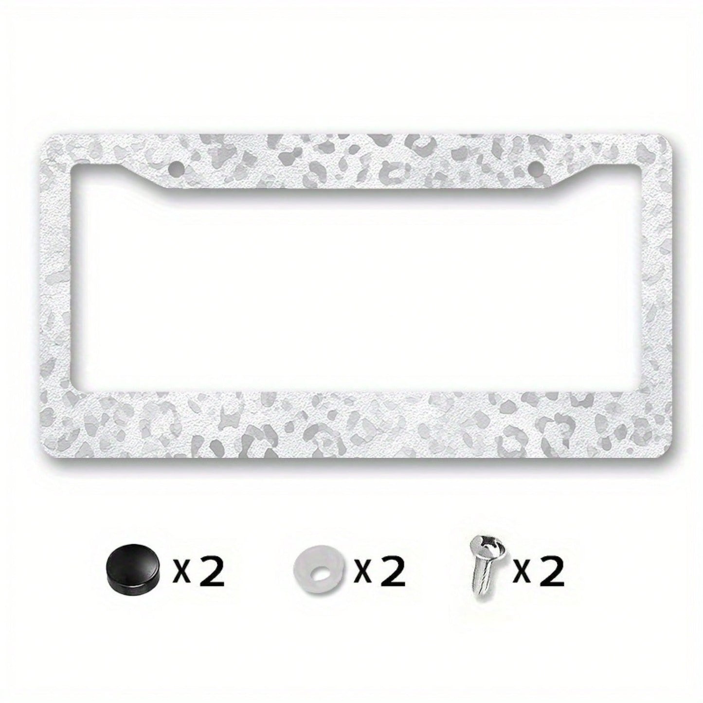 1pc Leopard Texture Metal License Plate Frame Cover 12x6in, Smooth Premium Material, Fashion Custom Auto Decor For Animal Lovers,Car Cover,Car Must Haves,Gifts,Car Decor,Car Acessesories>Essentials,Ca