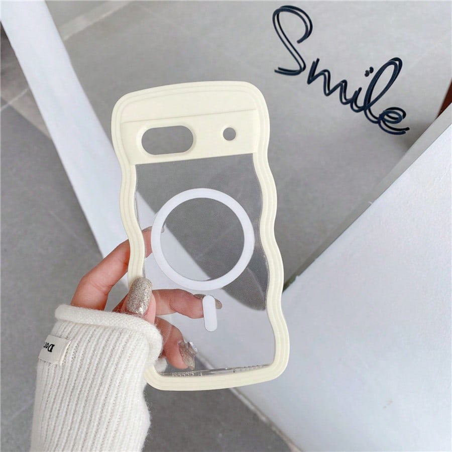 1PC Minimalist Wavy Edge Transparent Candy Color 2-In-1 Grooved DIY Macaron Soft Silicone Anti-Drop Phone Case Compatible With IPhone 15/16/17 Pro Max