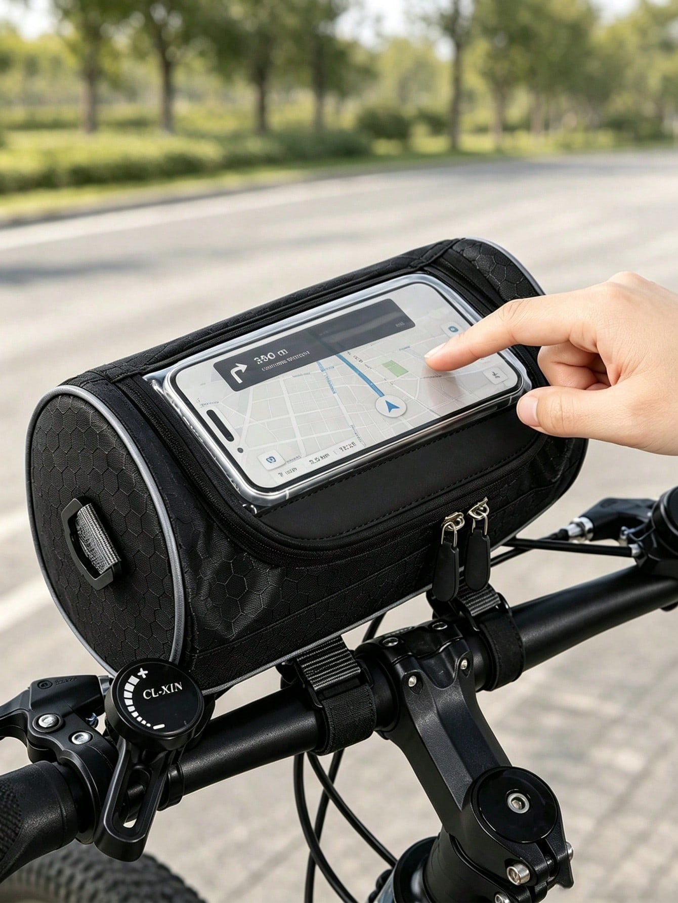 1pc Waterproof Bicycle Handlebar Bag, Oxford Fabric Large Capacity Front Storage Pouch, Suitable For Mountain Bike/Electric Bike/Scooter, Can Hold Phone, Fashion Glasses, Keys And Tools, Universal For