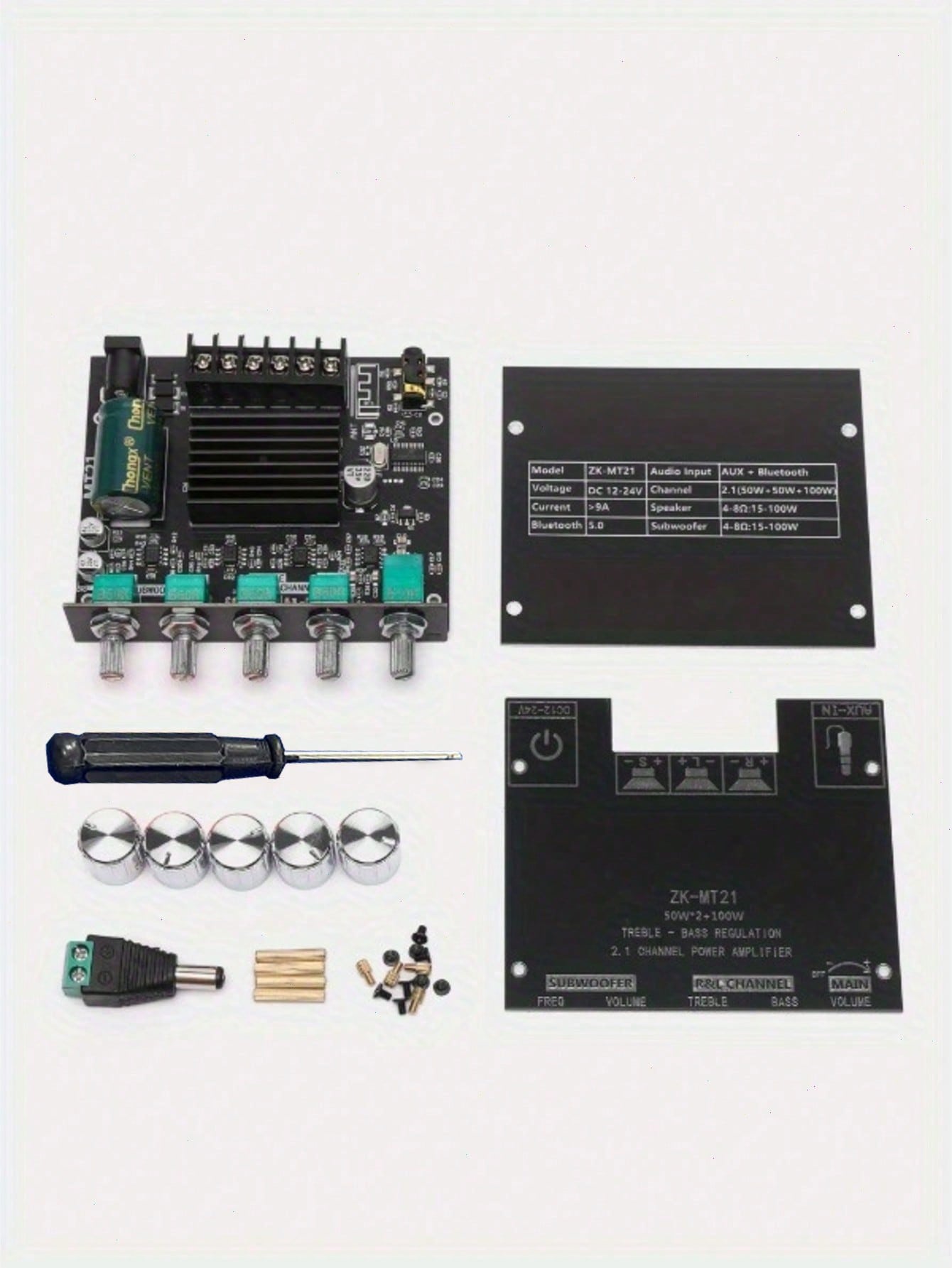 2.1 Channel Audio Power Amplifier Board, 50W*2+100W, With Treble And Bass Control, Suitable For DIY Speakers And Home Theater Systems