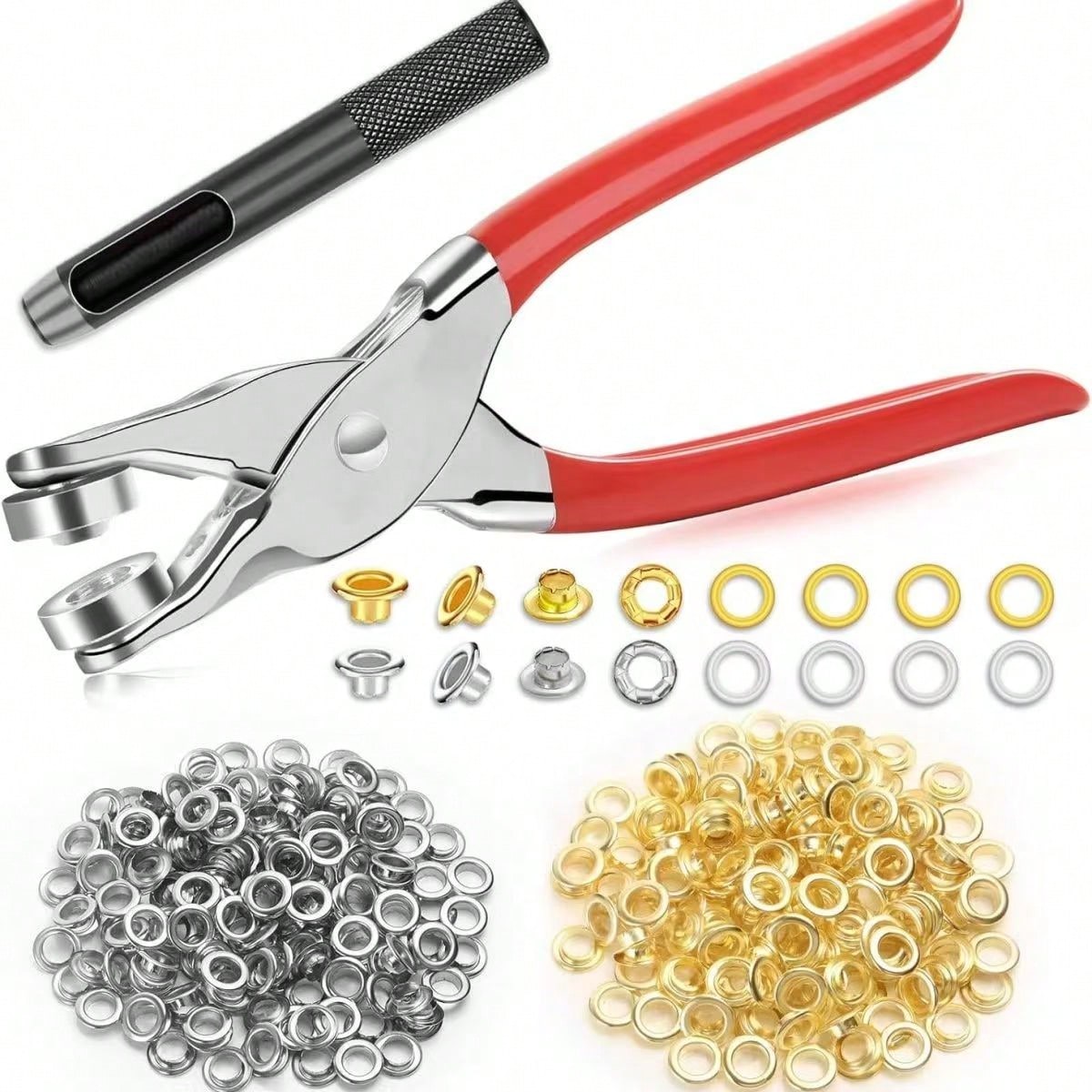 200pcs 6mm/0.24in Household Portable Grommet Tool Kit With Handheld Eyelet Pliers-Clothing & Shoe Repair, Suitable For Leather, Fabric & Canvas-Ideal For Crafters & DIY Enthusiasts