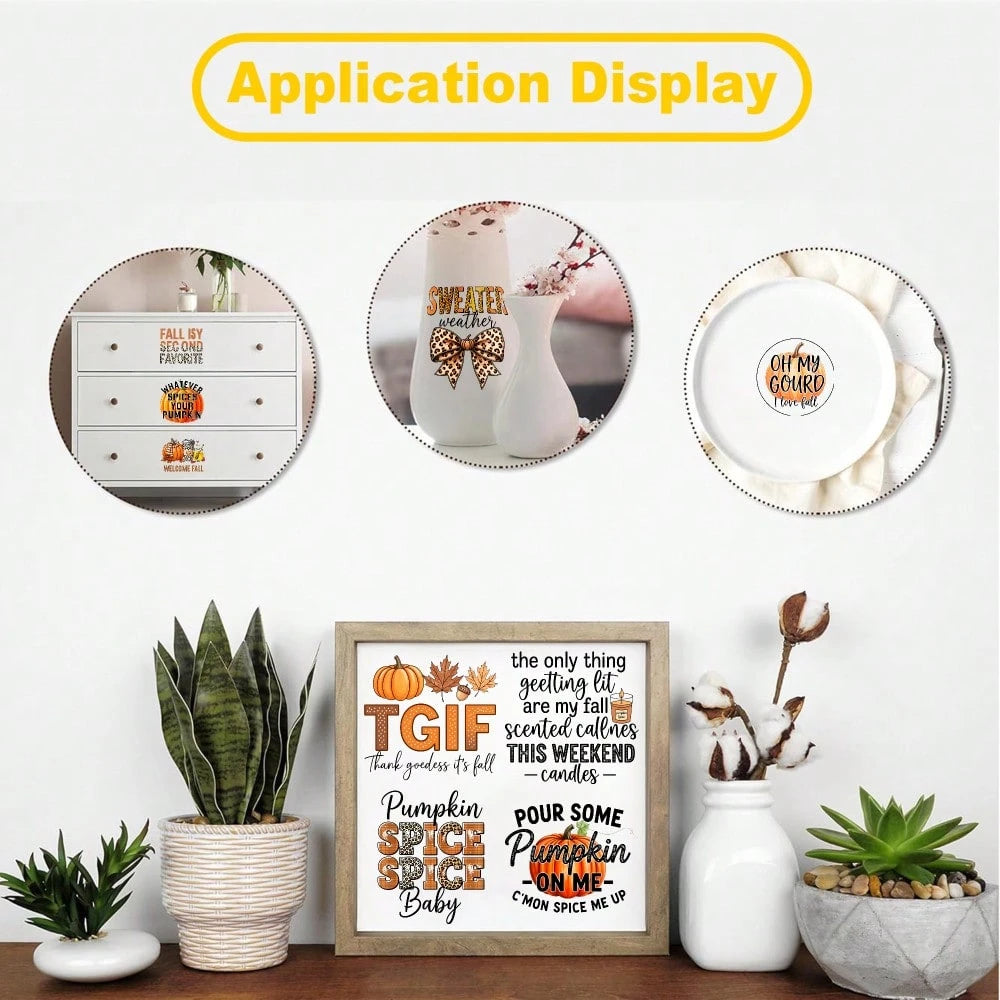 21 Pcs Fall Phrases UV DTF Stickers Cups Decoration Waterproof Decals For 16 Oz Tumbler Plastic Self-Adhesive Labels Glass DTF Transfer Stickers