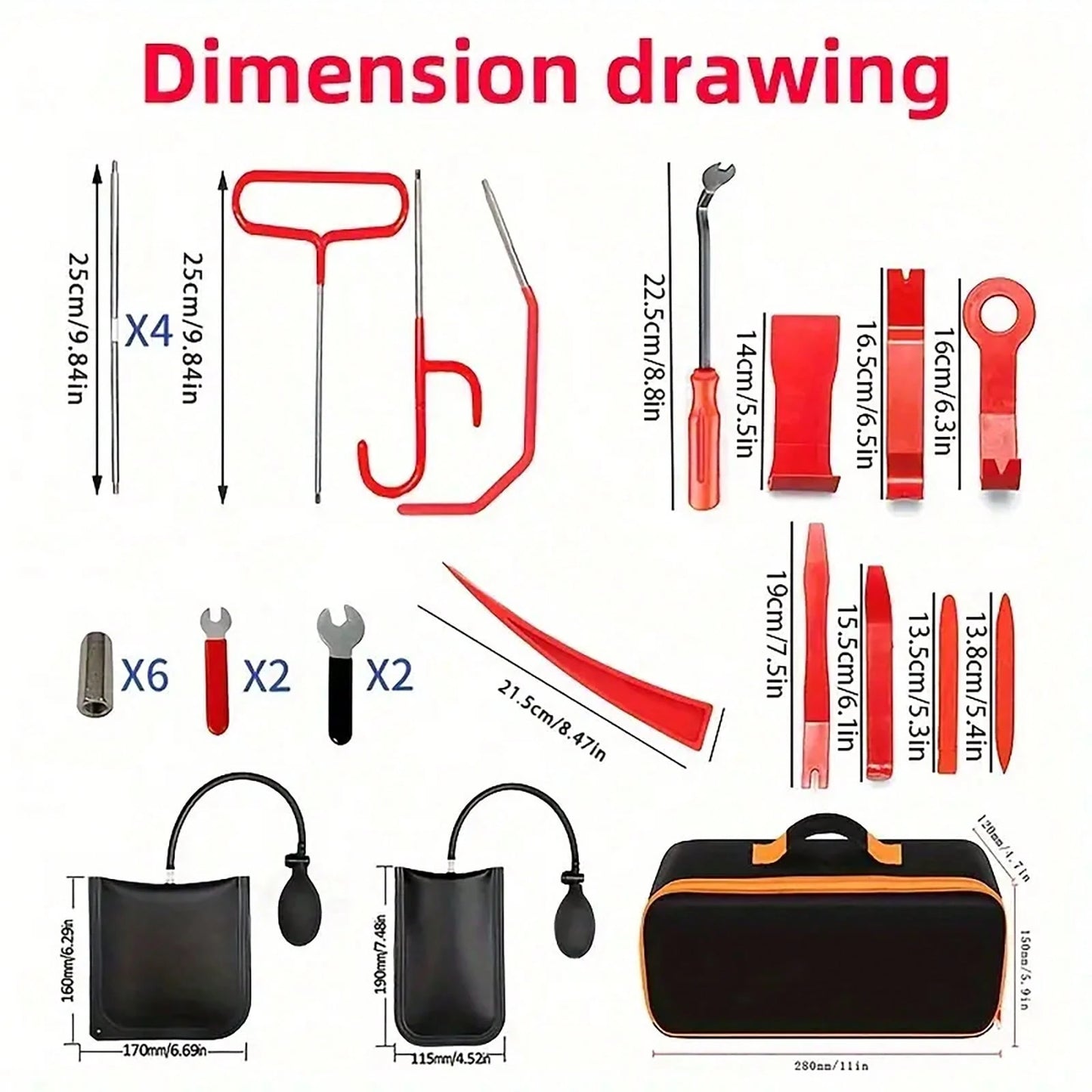 29pcs Emergency Auto Tool Window-Car Door Lock/Unlock Universal Repair Tool Kits