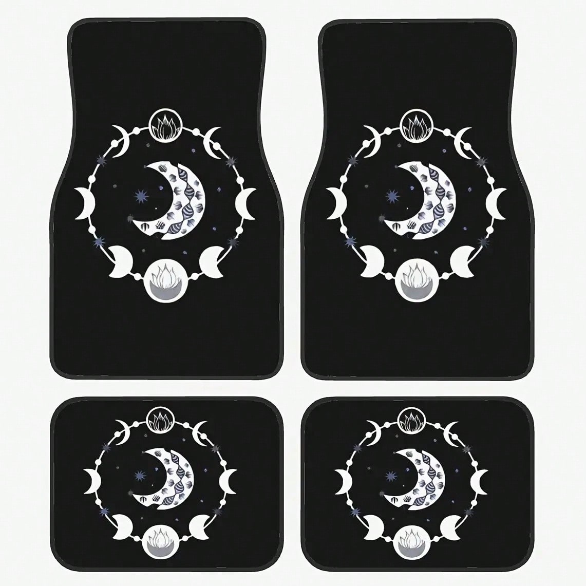 2pcs/4pcs Vintage Moon Pattern Car Floor Mats, Soft And Heart-Shaped, Allowing You To Drive With Ease, Car Accessories, Car Interior Accessories|Car Protection Mat|Durable Floor Mat, Ideal For Daily C