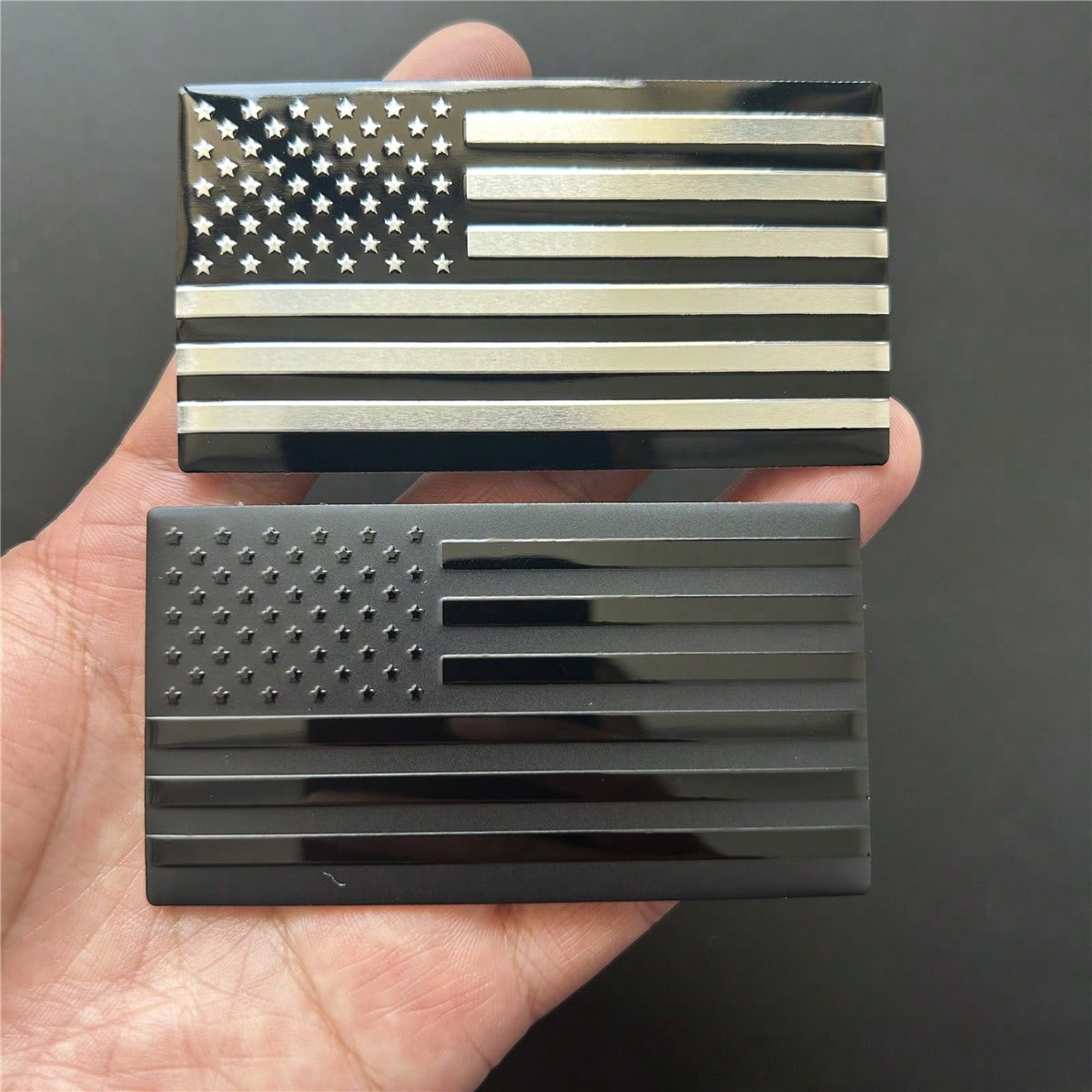 2pcs Metal Car Badge American Flag Decals, Suitable For Vehicle Trunk, Rear, Side Body Decorative Stickers