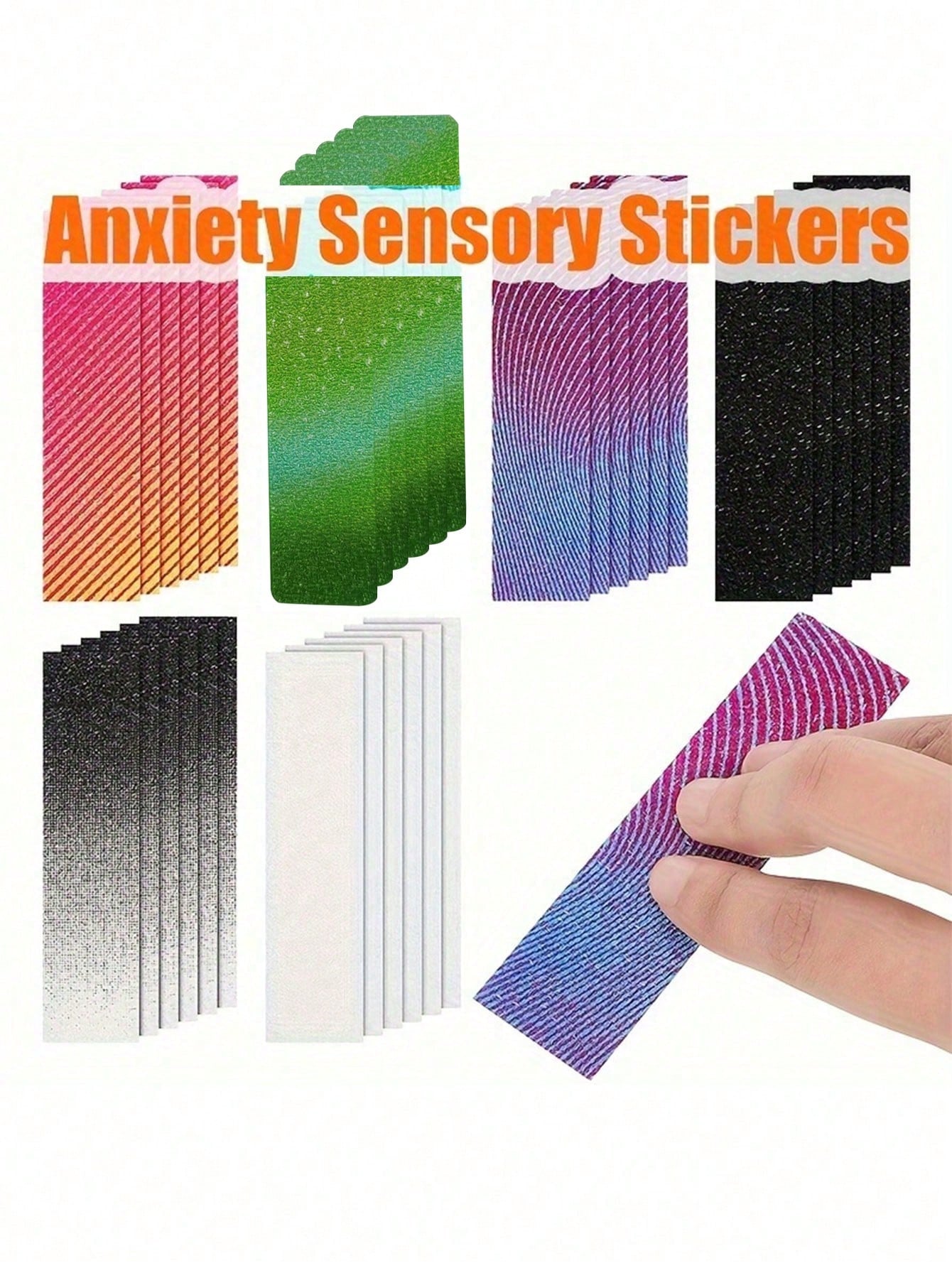 36pcs/Set Anxiety Relief Finger Stickers, Colorful Sensory Stickers, Textured Sensory Adhesives, Effectively Relieve Stress, Ideal For Desktop And Classroom Use