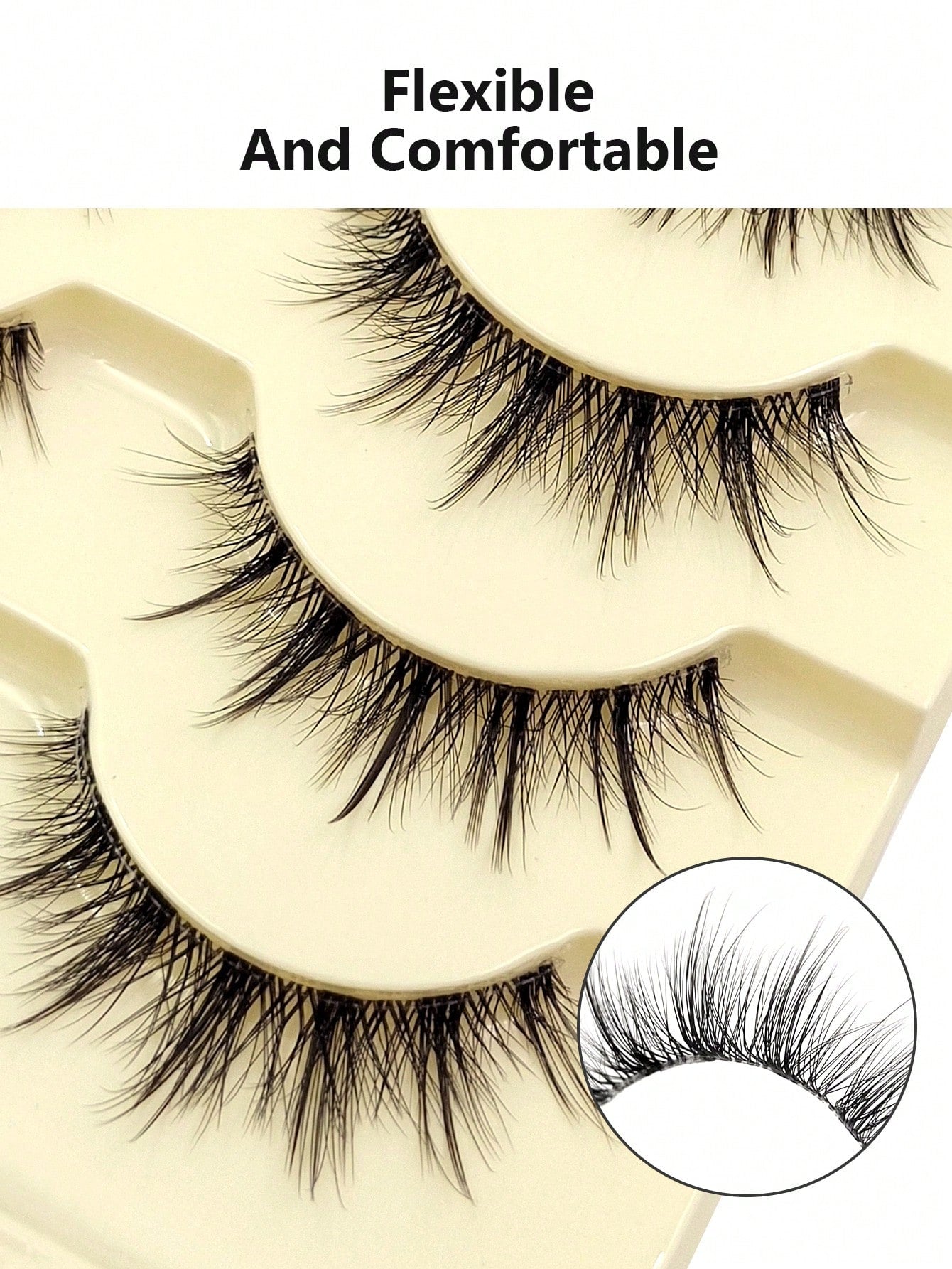 5 Pairs Natural Look False Eyelashes- Fluffy Soft Criss-Cross Cartoon Style Fake Lashes, Invisible Thin Band, Reusable, Beginner Friendly, Suitable For Cosplay & Daily Makeup