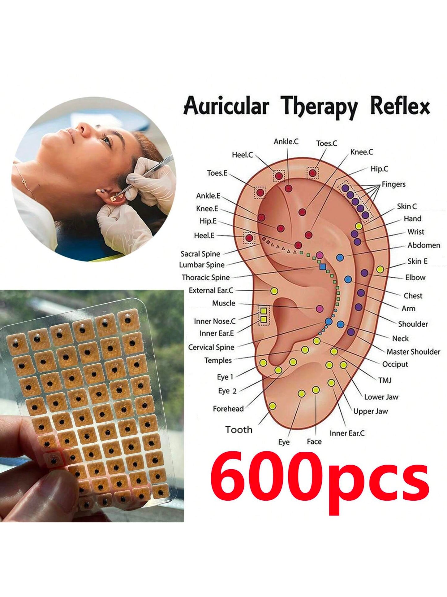 600pcs/Bag Relaxation Ears Stickers Ear Vaccaria Seeds Patches Ear Massage Press Seeds Health Care