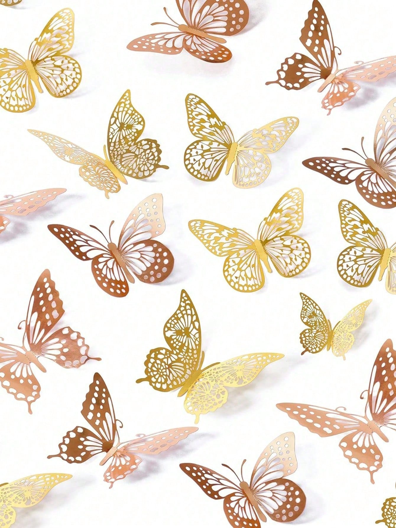 60pcs 3D Butterfly Wall Stickers, 4 Styles, 3 Sizes, Butterfly Birthday Decoration, Butterfly Party Decoration, Cake Decoration, Baby Room Decoration, Removable Stickers (Laser Engraved)