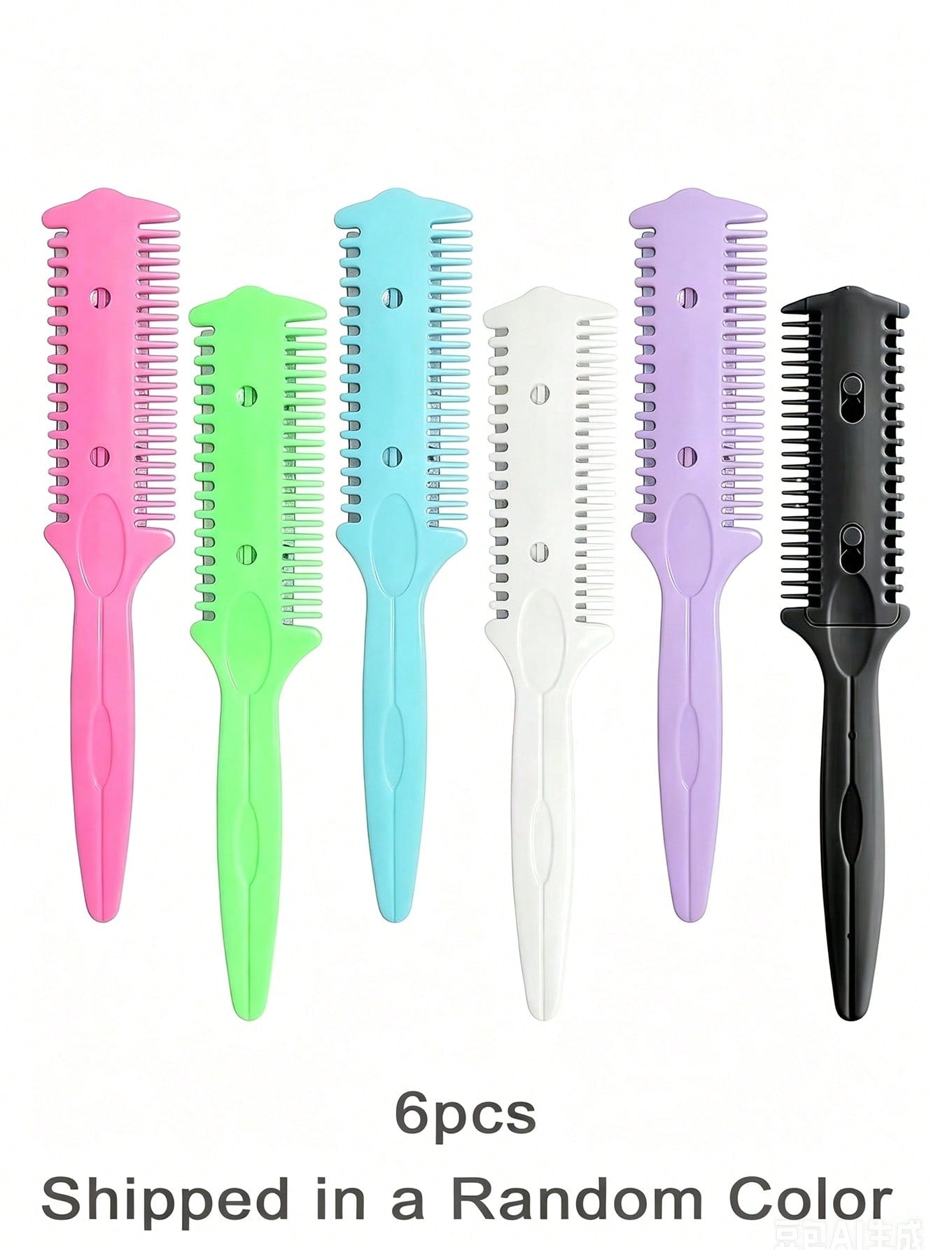 6pcs Hair Cutting Razor Combs- Double-Sided Razor, Hair Styling Trimming Razor Comb, Split End Trimmer, For Precise Hair Cutting And Styling, Random Color