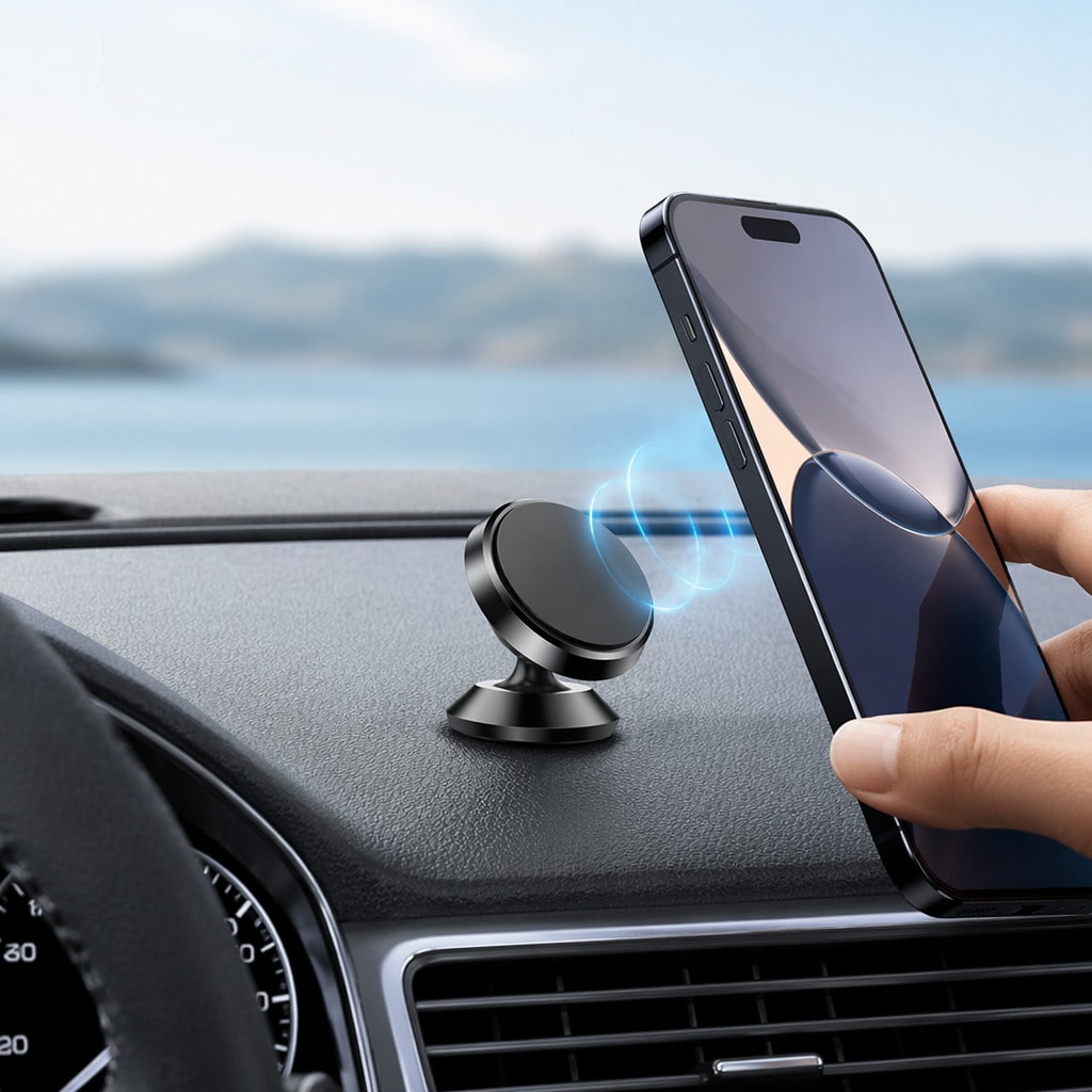 Aluminum Alloy Magnetic Car Phone Holder, Strong Magnetic Dashboard Phone Mount, Stable Phone Stand For Car Navigation