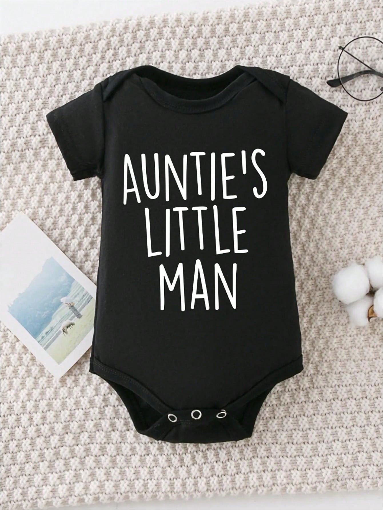 Auntie's Little Man, Comfortable Summer Outdoor Activity Through Ha Clothes, 100% Pure Cotton Newborn Crawling Clothes, Casual And Comfortable Short Sleeved Baby Triangle Jumpsuit