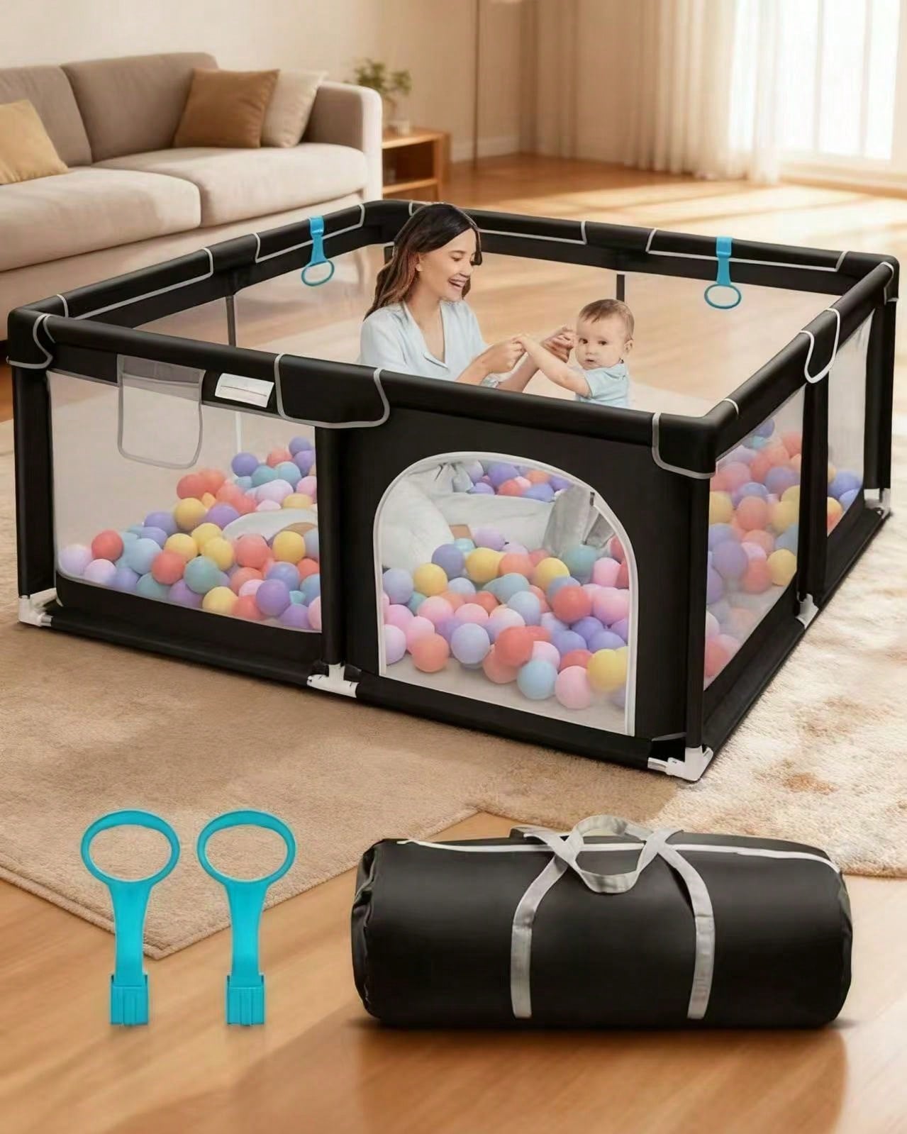Baby Playpen,Portable Playground,Baby Gate Fence With Soft Breathable Mesh&Anti-Slip Base,Indoor And Outdoor,Baby Playen Activity Center,Newborn Gift