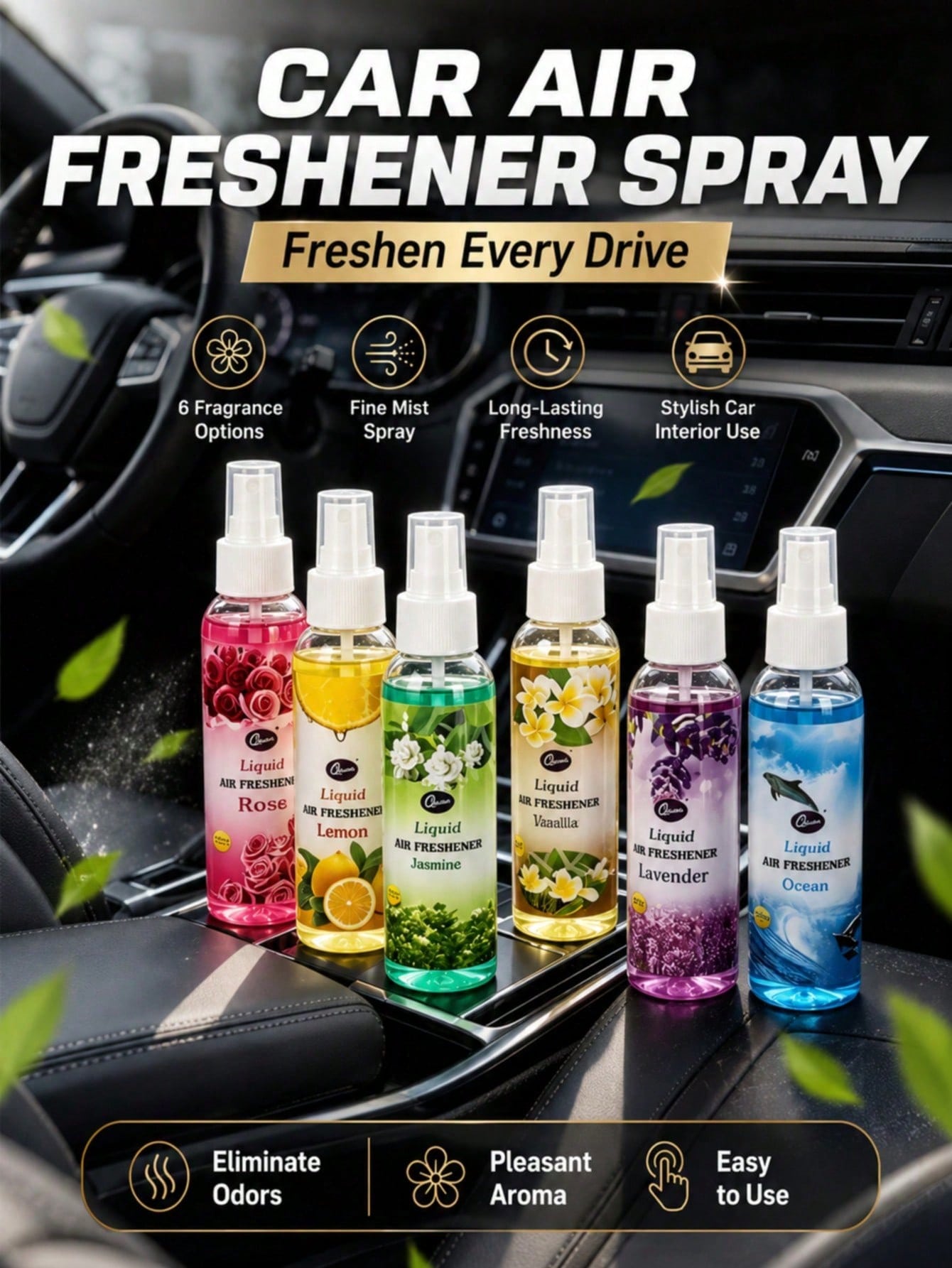 Car Air Freshener & Fabric Deodorizer Spray, Long-Lasting Smoke, Sweat, Pet Odor Removal, Car Perfume & Clothing Freshener, Cute Car Interior Accessory, Suitable For Men And Women, Travel Camping RV E