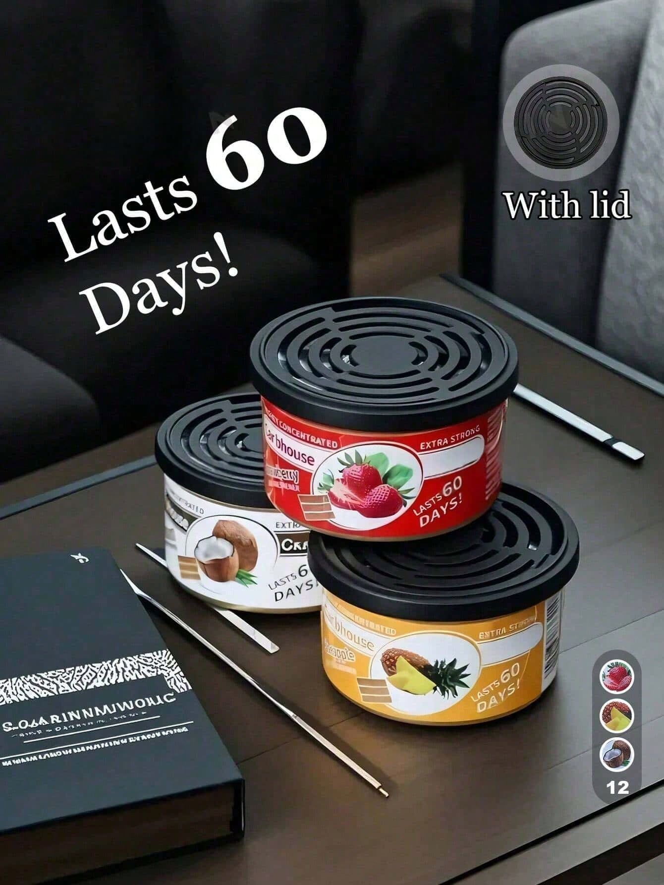 Car Air Freshener, With A Lasting Fragrance Of 60 Days, Brings A Lasting Aroma Of Fruity And Floral Scents. It Is Suitable For Car Decoration, Bathrooms, And Removing Pet Odors. It Is Also Suitable Fo