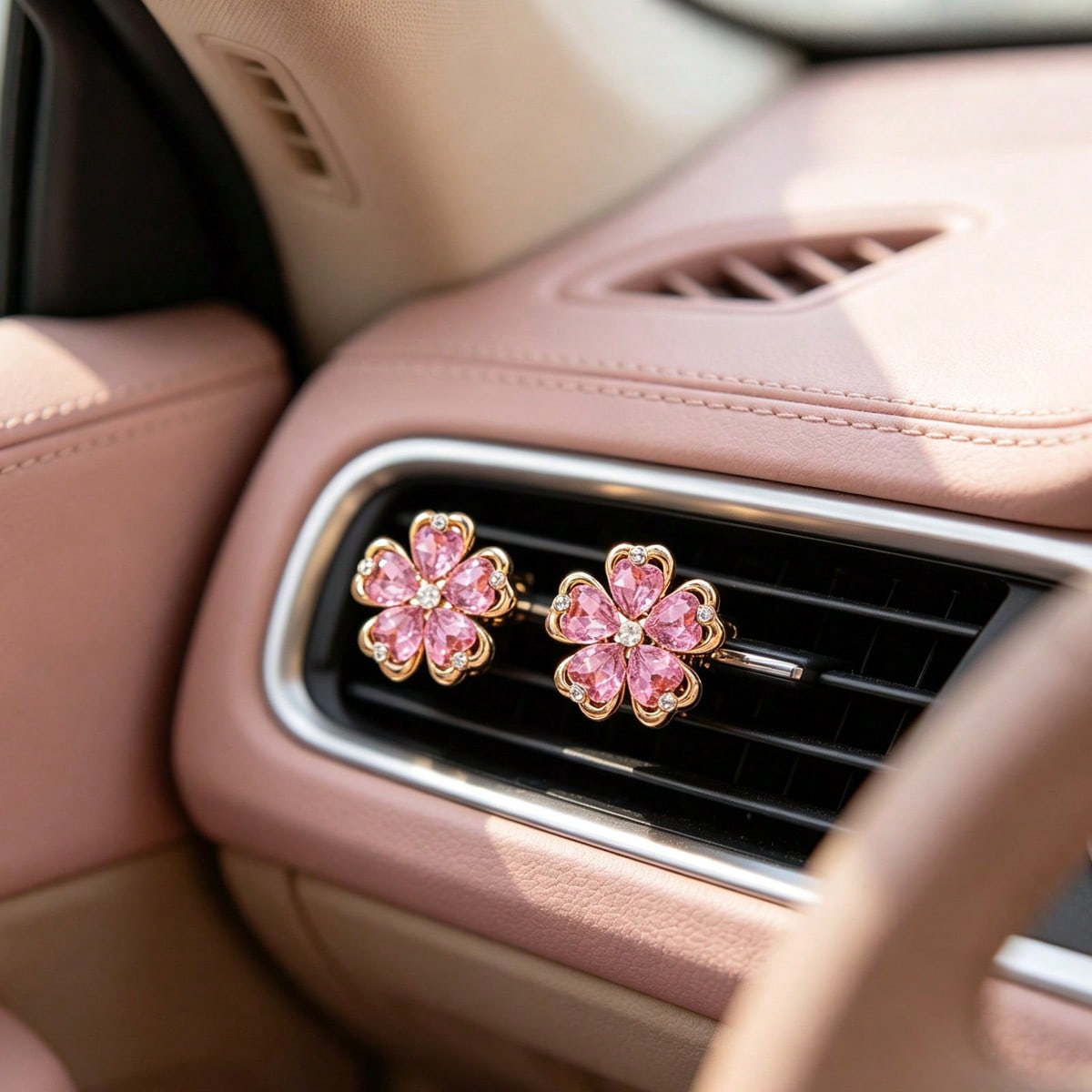 Car Air Vent Decor, Car Air Conditioning Vent Decor Clip, Rhinestone Floral Car Decoration