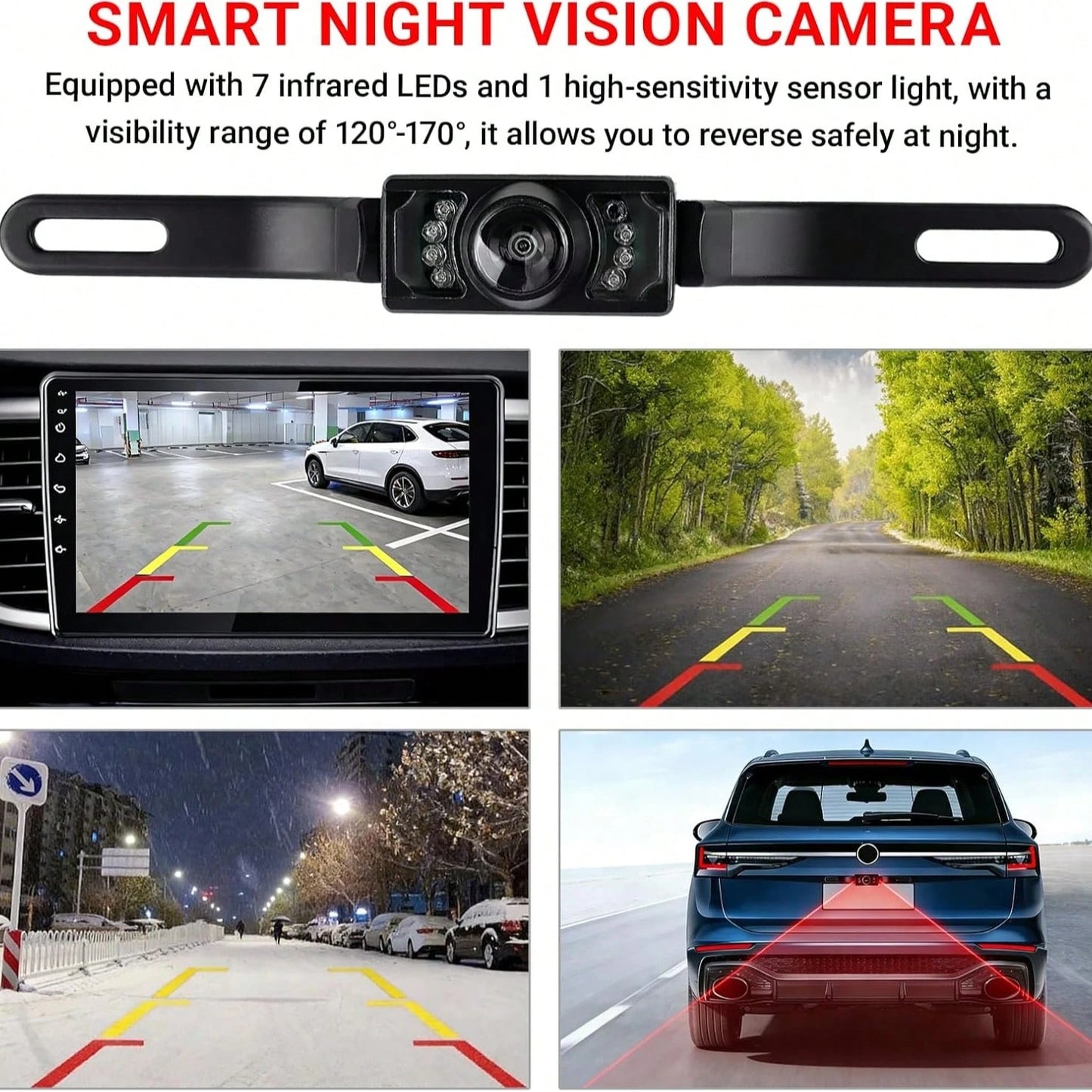 CMOS Car Rear View Backup Parking Reverse Camera Back HD Vision Waterproof 7 LED