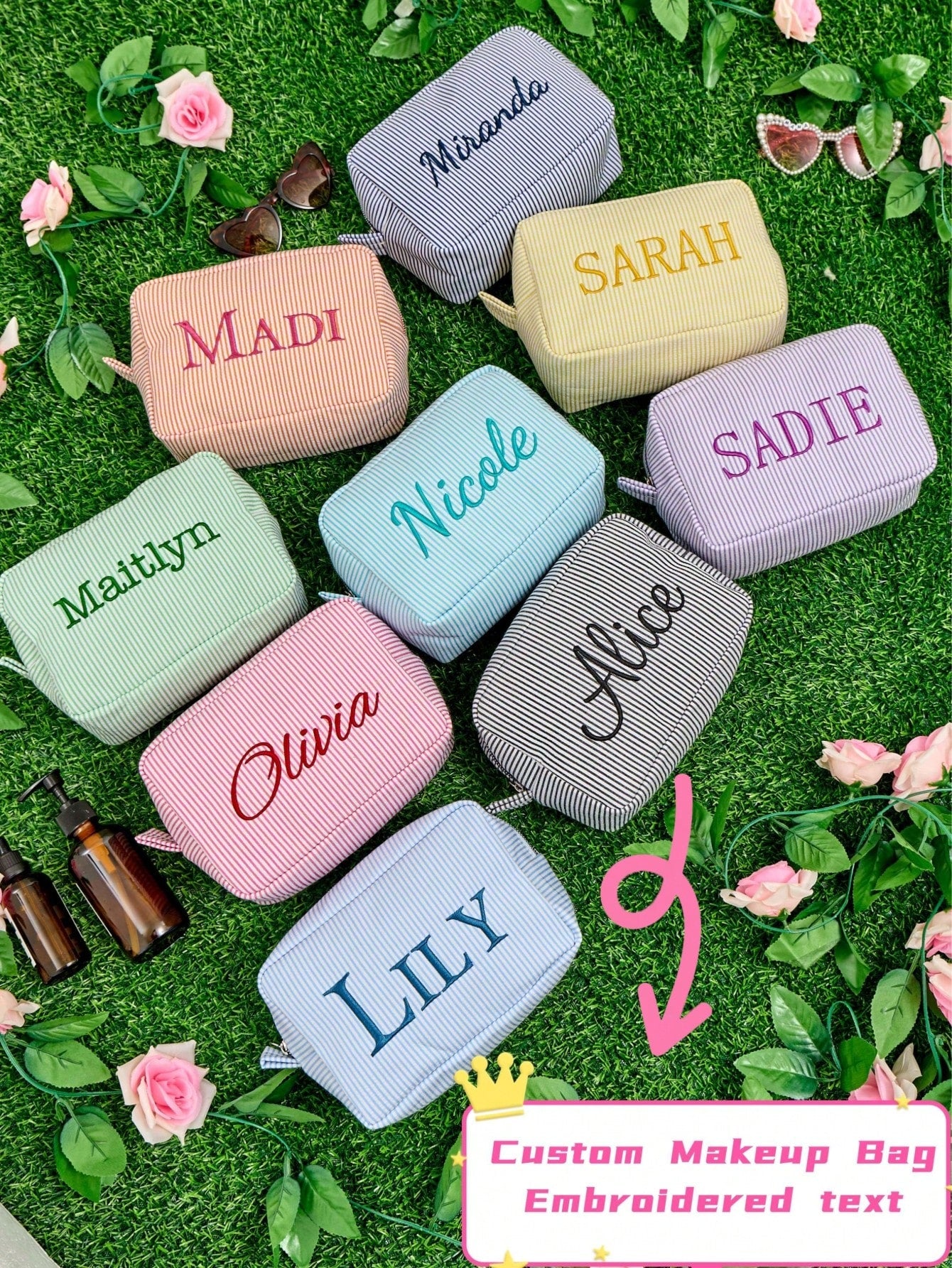 Custom Makeup Bag, Bridal Shower Gift, Personalized Bridesmaid Gifts, Wedding Gift, Travel Toiletry Bag, Cosmetic Bag, Birthday Gift For Her, Monogrammed Toiletry Bag, Christmas Beauty Accessories, Mo