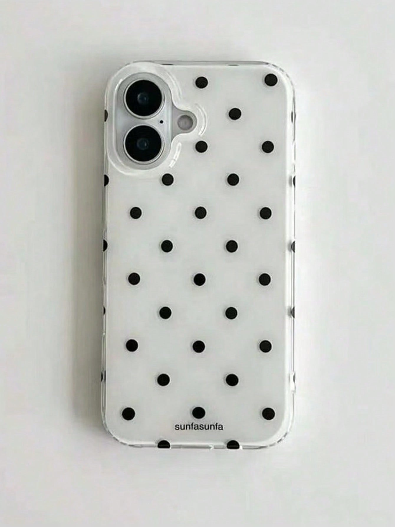 Cute Minimalist White Black Polka Dot Element Fashion Phone Case White Translucent Black Polka Dot Pattern Fashionable Phone Case Minimalist & Cute Black And White Polka Dot Pattern Compatible With IP