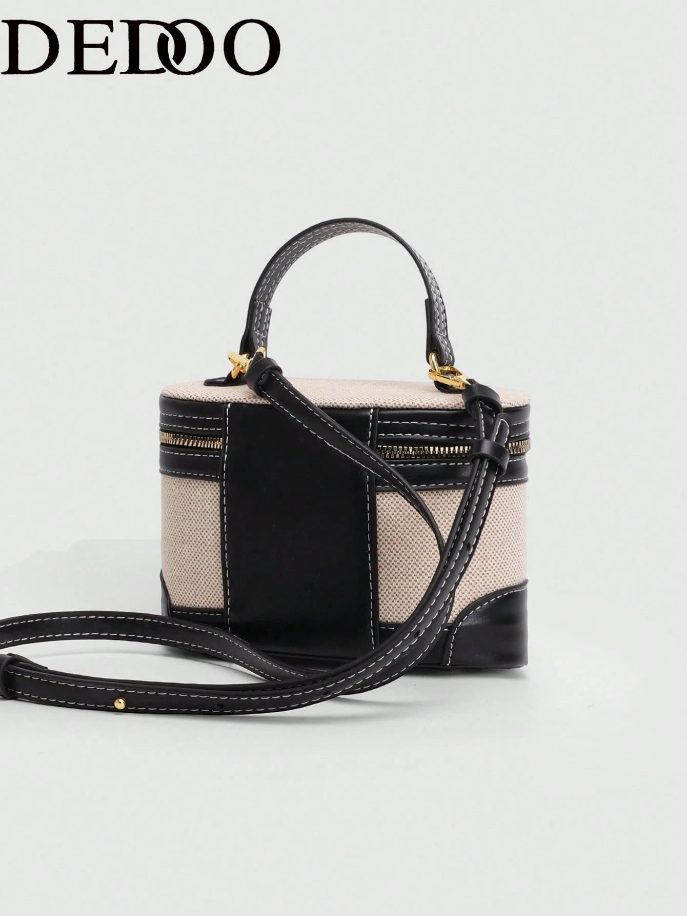 Dedoo 2026 Spring/Summer New European And American Women Canvas Patchwork Shoulder Crossbody Square Bag, Fashion Portable Hard Case Bag For Travel, Party, Shopping, Girlfriend Gift