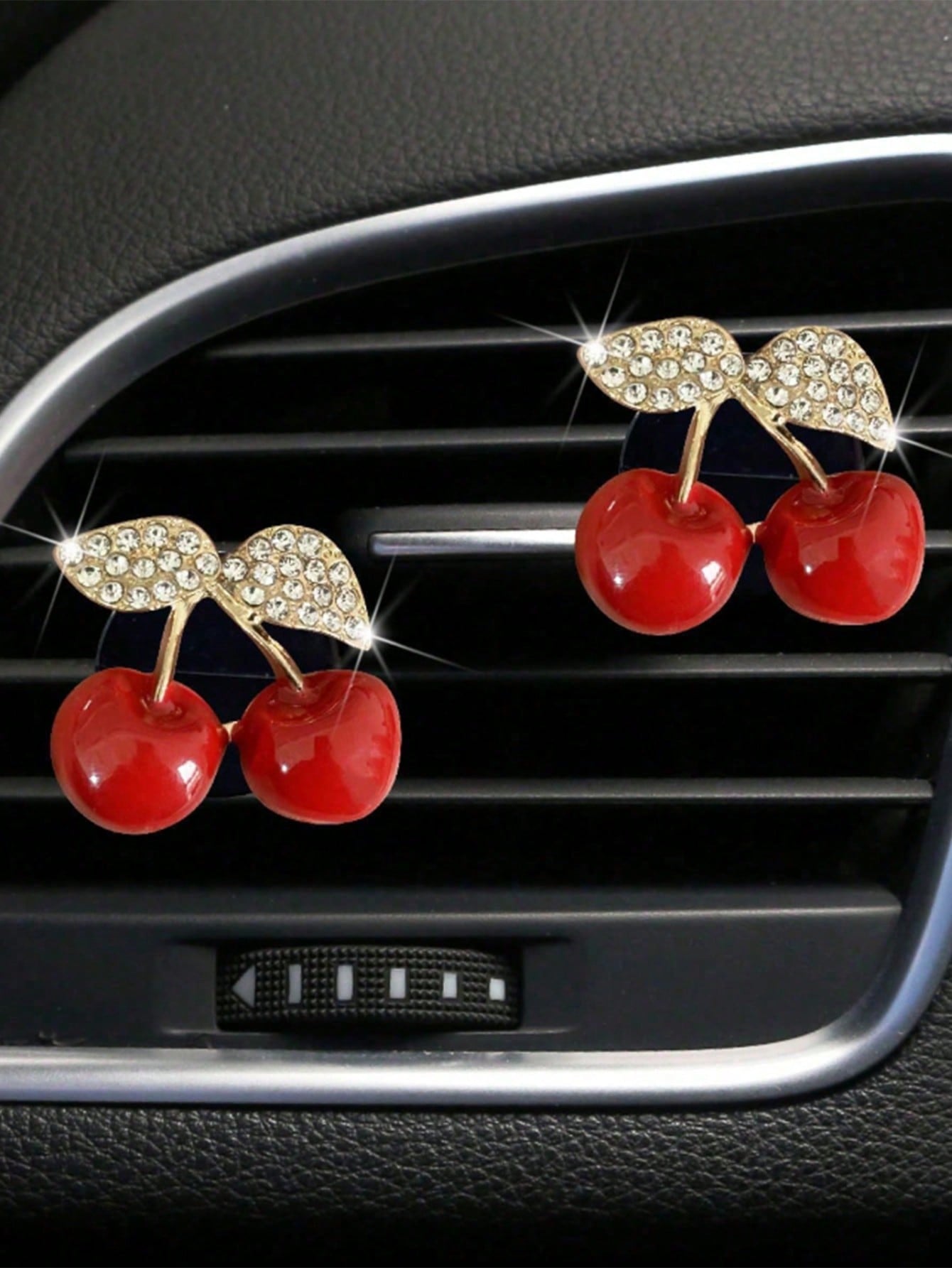 Diamond Inlaid Red Cherry Car Air Conditioning Vent Decoration Clip Air Conditioning Vent Decoration Car Interior Decoration Accessories