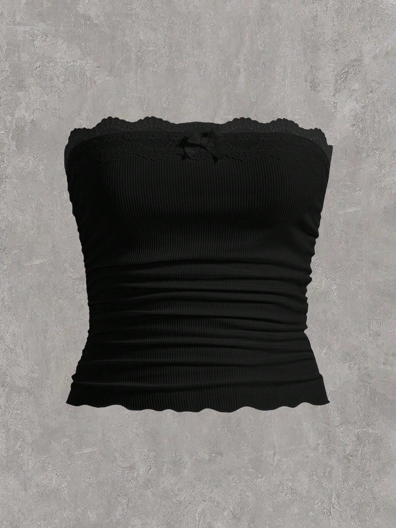 EZwear Plus Scallop Trim Ruched Tube Top