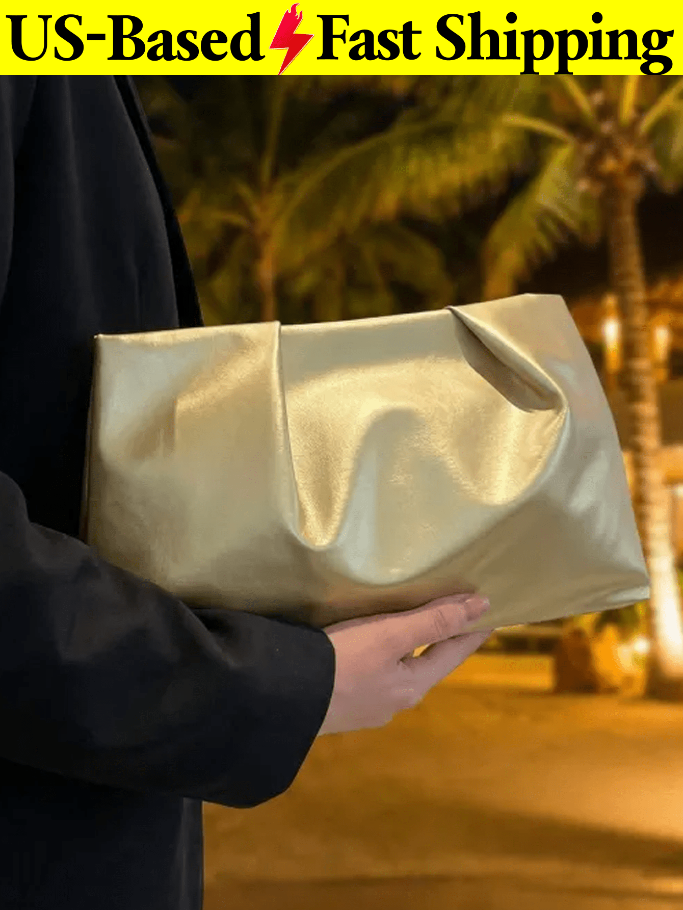 Fashion Medium Evening Bag For Women Solid Color Clutch Bag Pleated Cloud Bag Pu Leather Envelope Bag For Gifts Evening Wedding Cruise Essential