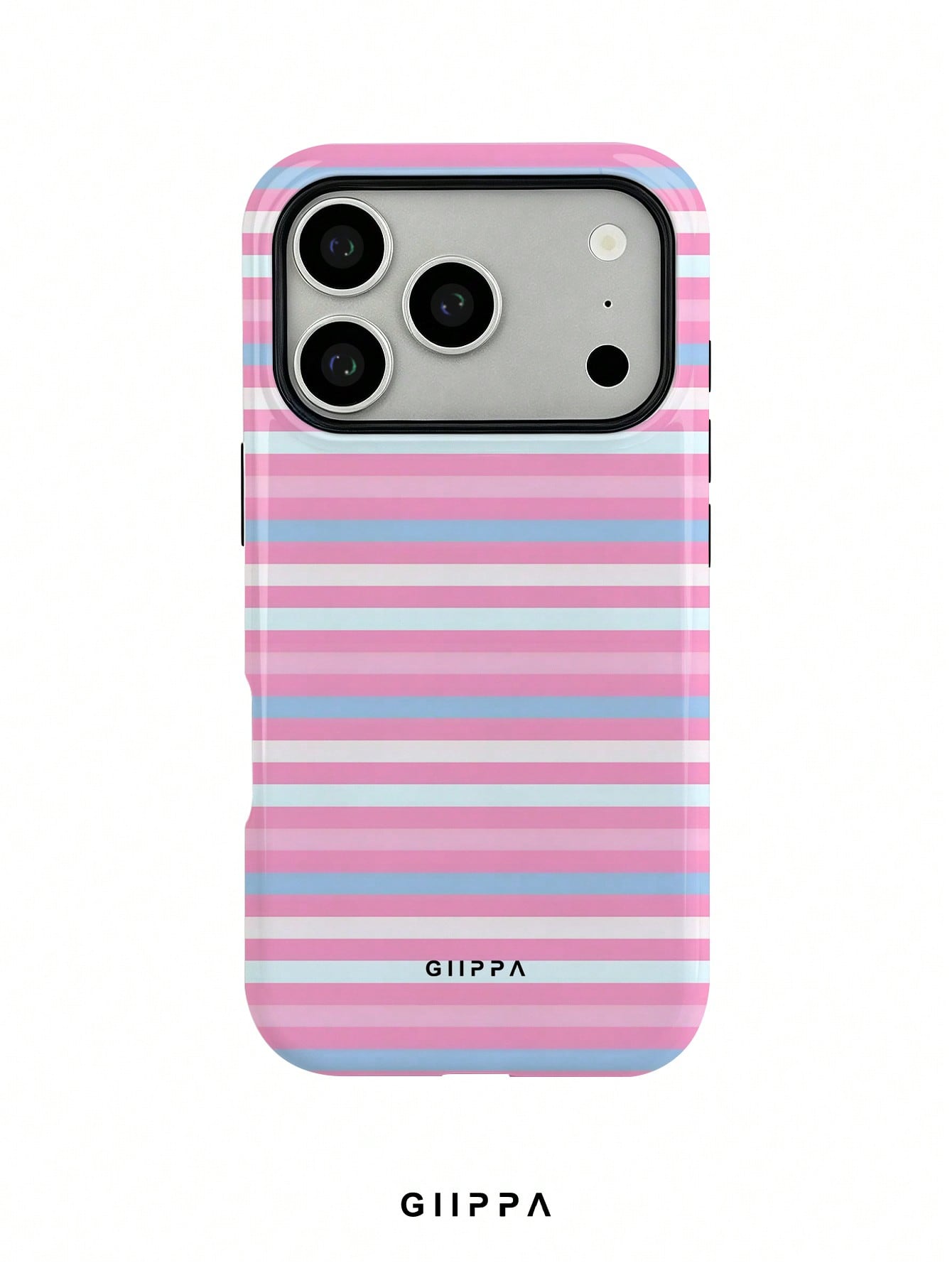 GIIPPA 1pc Pink Tone Horizontal Stripe Mixed Pattern Design, Phone 17 Pro Max Phone Case, Compatible With Phone 16 Pro Max, 15 Pro Max, 14 Pro Max, Korean Style High-End Fashion Fun Phone Case, Compat