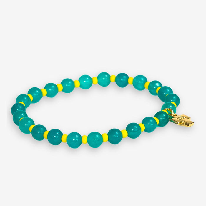 Ink & Alloy - Mabel Round Stones With Alternating Seed Bead Stretch Bracelet Turquoise