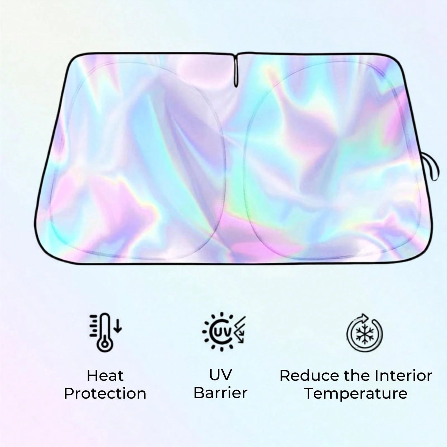 Iridescent Foldable Car Sunshade For Windshield- Holographic UV-Proof Front Window Cover, Nano Ice-Silk Heat Insulation, Easy Store Compact Sun Blocker, Universal Windshield Shade