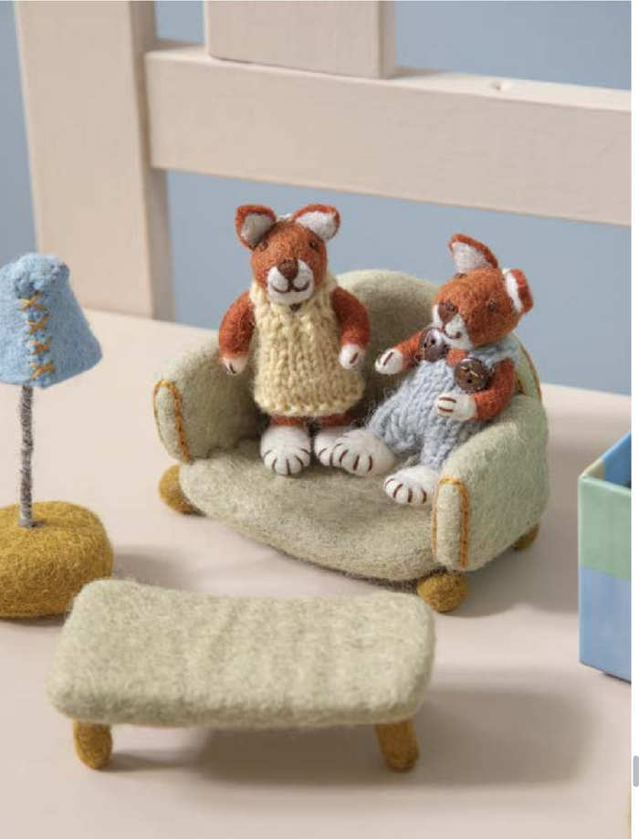 Miniature Felt Sofa and Coffee Table Set