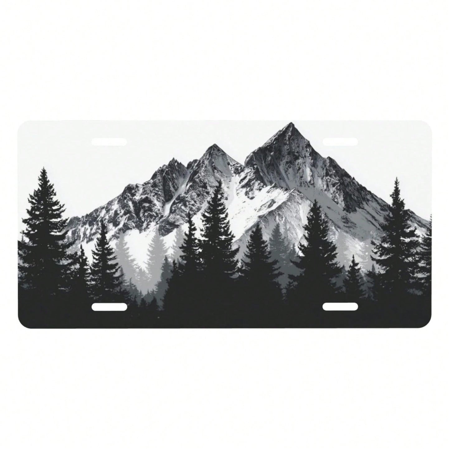 Mountain Front License Plate Cover,Funny Aluminum Metal Car Accessory Rust-Proof US Novelty Vanity Tag Decor For Men & Women With 4 Holes 6 * 12 In Car Decor Accessory
