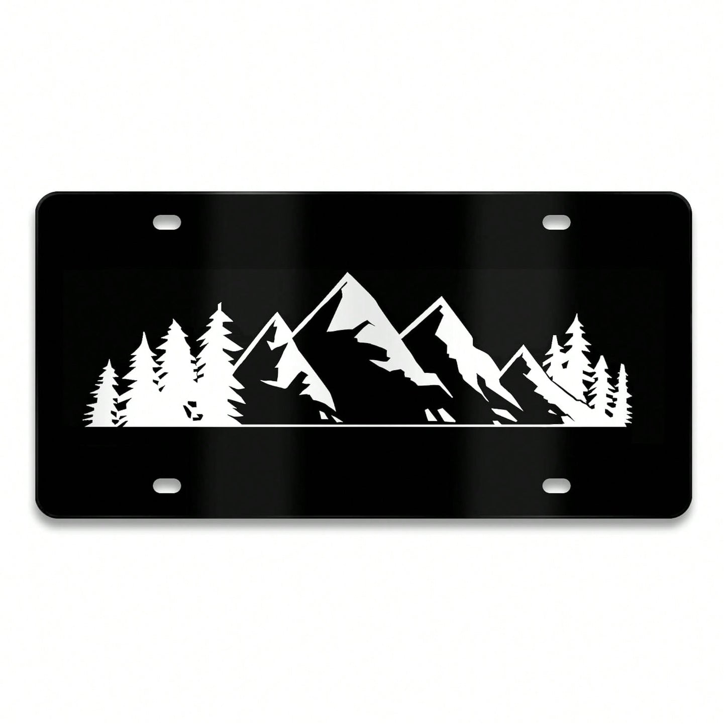 Mountain License Plate Mountains Front License Plate Peak Aluminum Decorative Licenses Plates, Natural Novelty Vanity Tag Black Car Plates, Car Tag With 4 Holes 6*12 Inch Cars Decor Accessory