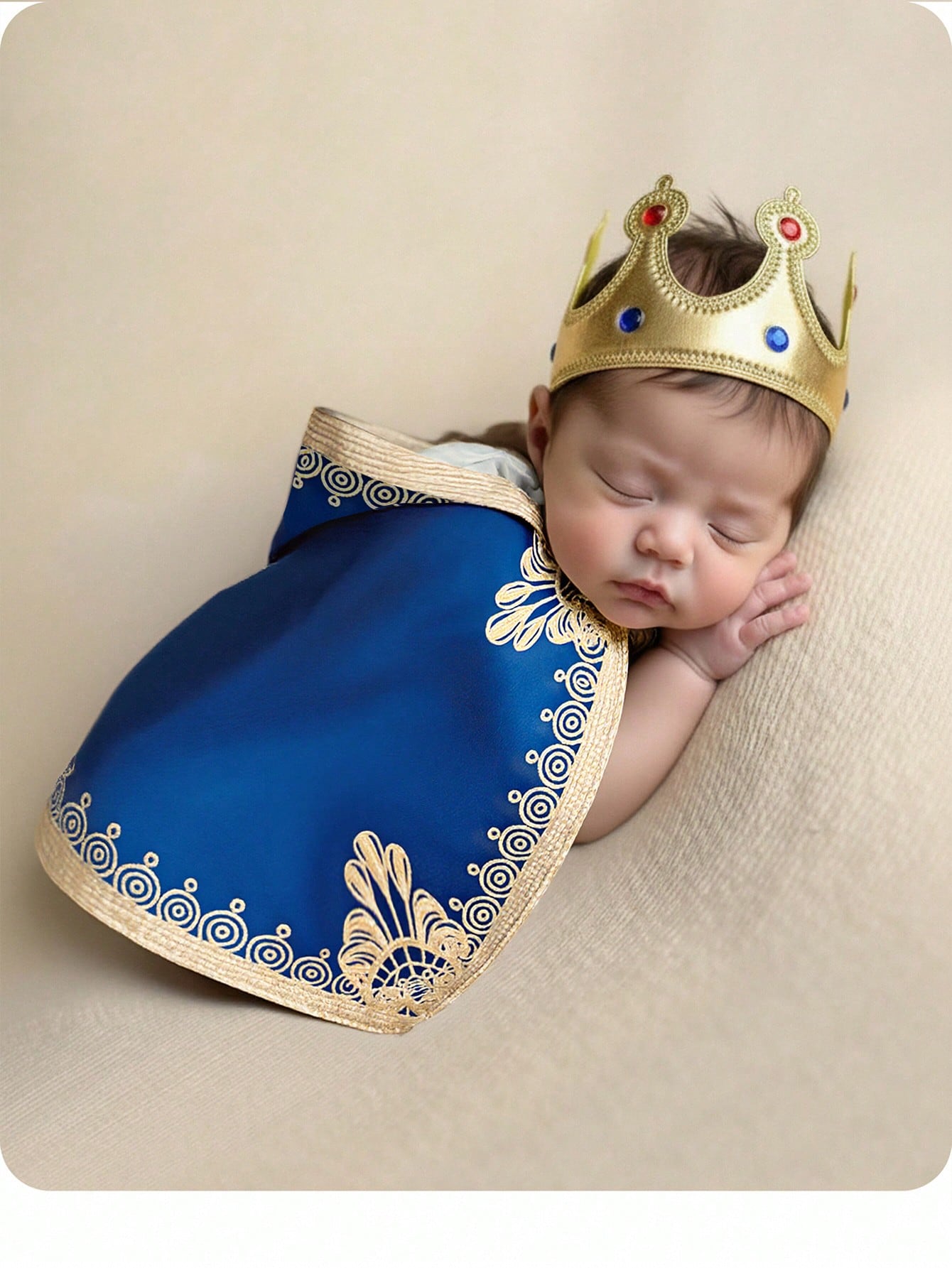 Newborn Baby Boy/Girl Cute Blue & Luxurious Gold Floral Pattern Photography Outfit