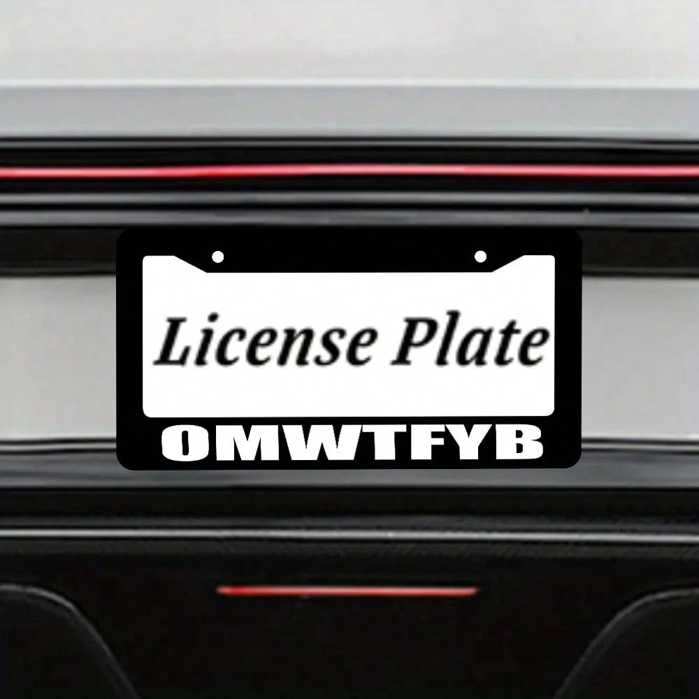 Omwtfyb License Plate Frame, Interesting Black License Plate Holder, 1PC Personalized Car Front And Rear License Plate Covers, Universal License Plate Cover, Us License Plate Size 12x6 Inch