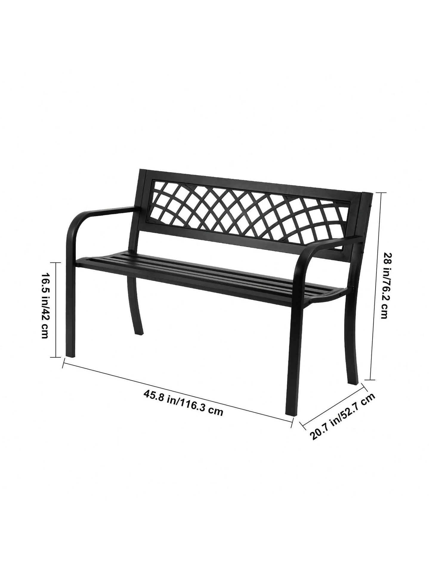 Outdoor Bench 38.8-63 Inches Wood Or Metal Garden Bench For Outdoors Outdoor Garden Park Bench With Backrest And Armrests 480-800 Lbs Load Capacity Bench Patio Bench For Garden Park Yard Front Porch
