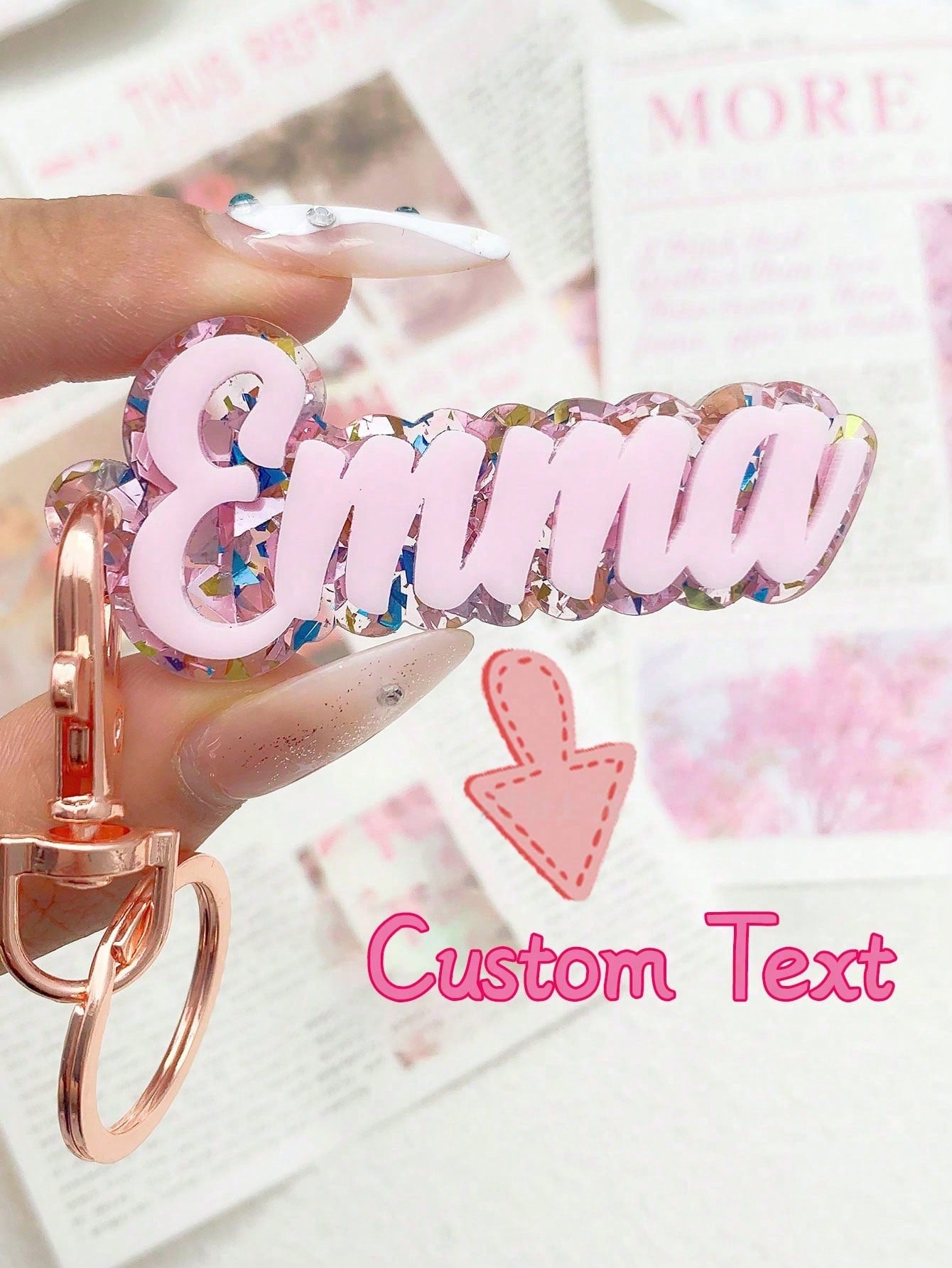 Personalized Acrylic Letter Keychain, Customized Name Shiny Glitter Bag Charms, Girls Backpack Name Tag, Gift For Halloween, Christmas,Halloween Edit